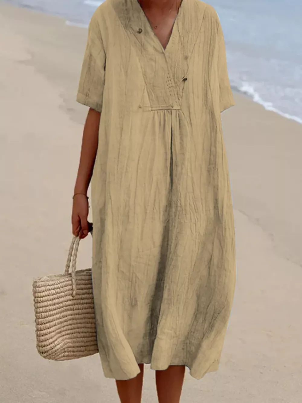 Casual Loose Short Sleeve Midi Dress, image 12