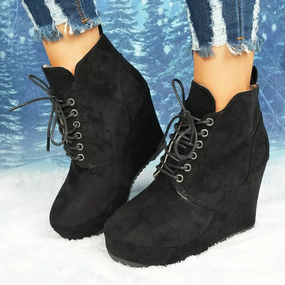 Lace-Up Wedge Ankle Boots, image 9