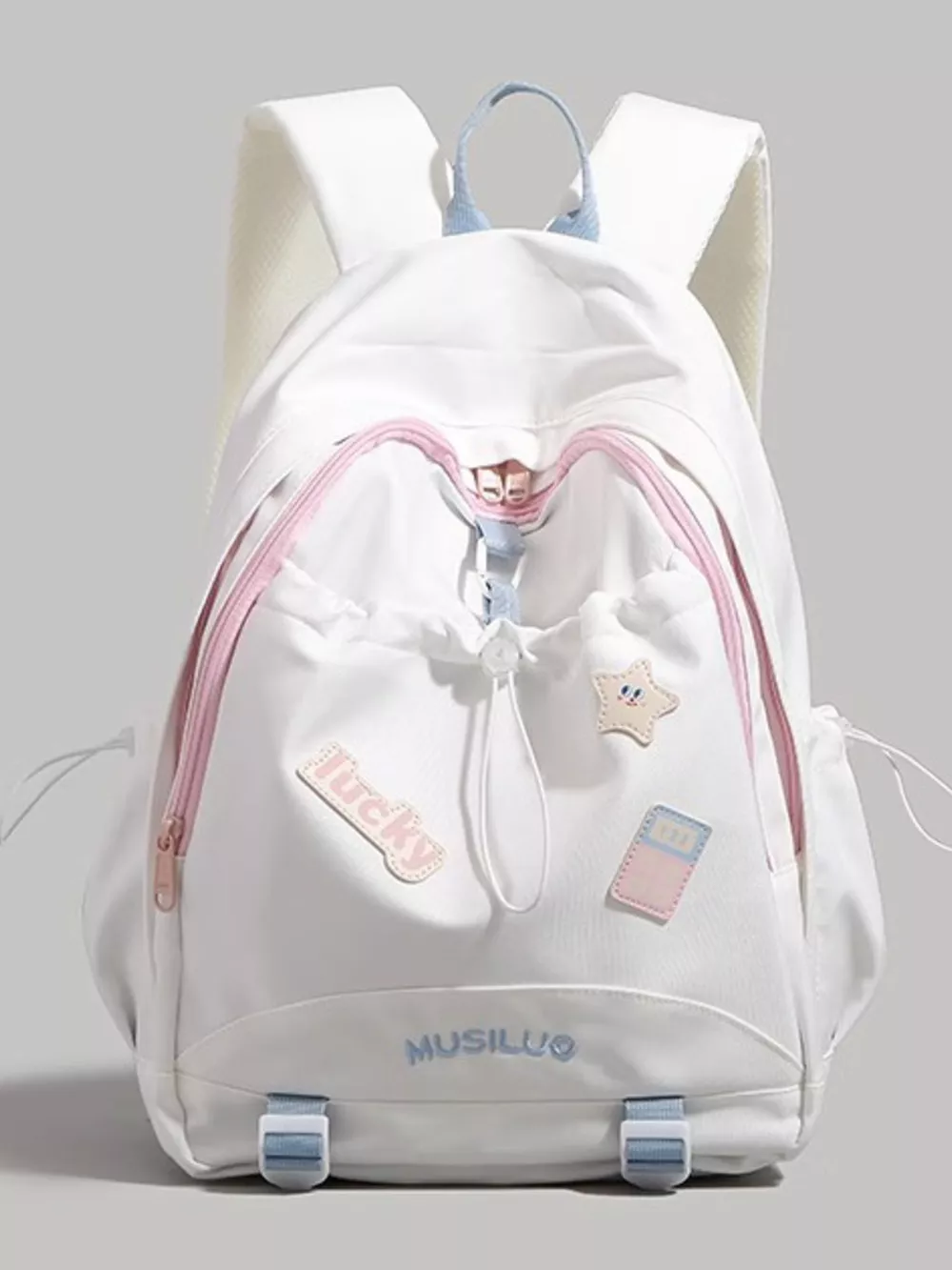 Drawstring Contrast Backpack Bag, image 2