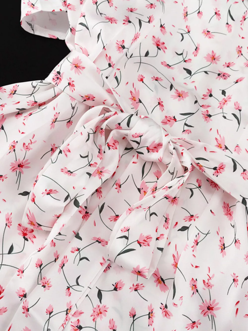 Floral Print V-Neck Flutter Sleeves Midi Dress, image 11