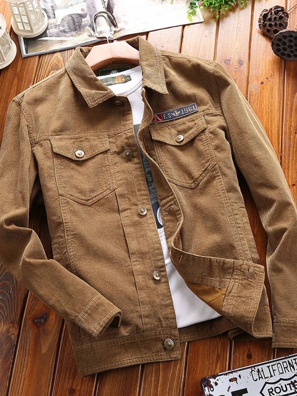 Men's Plus Size Button Up Long Sleeve Jacket, image 5