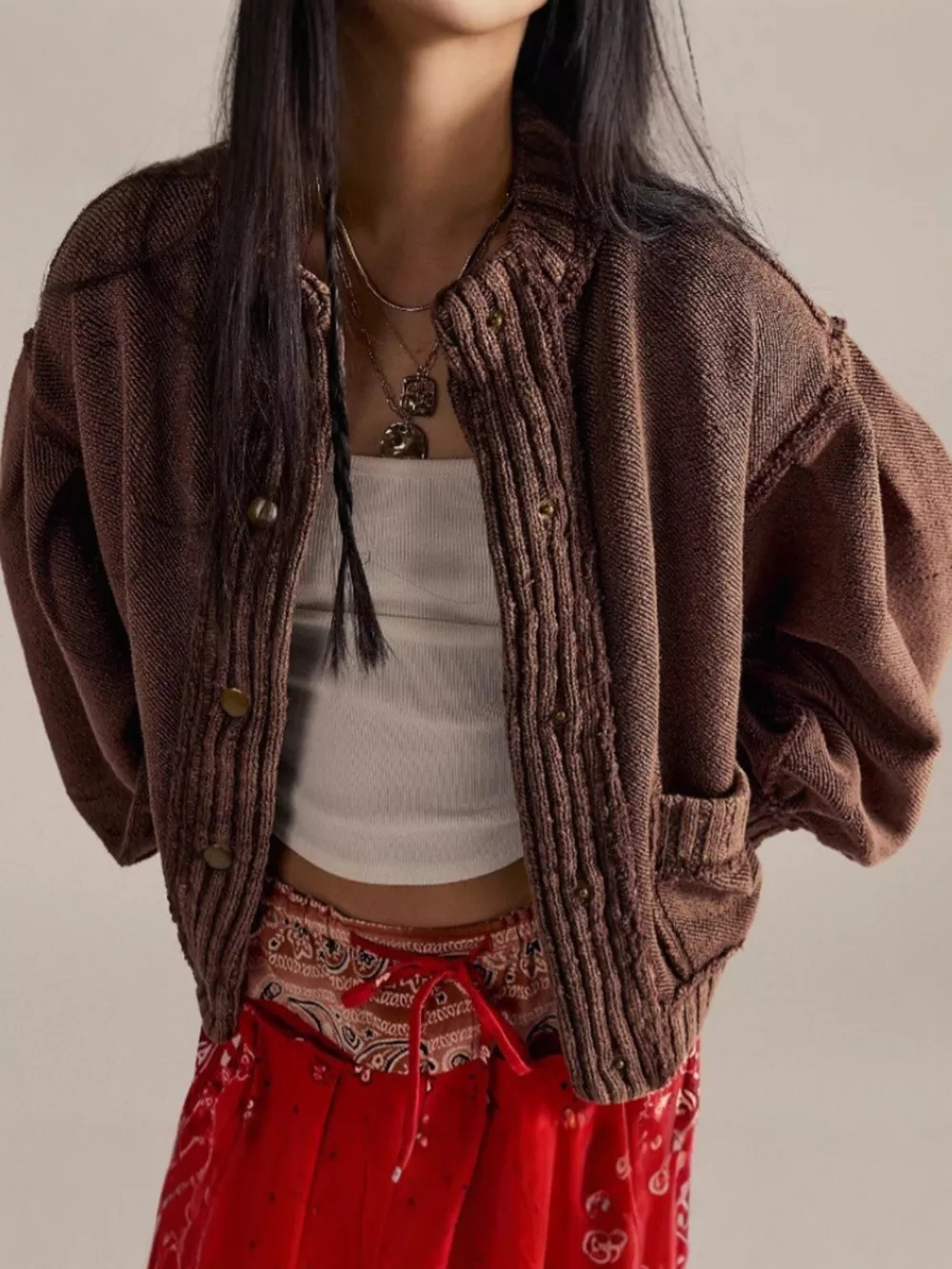 Snap Down Dropped Shoulder Cardigan, image 7