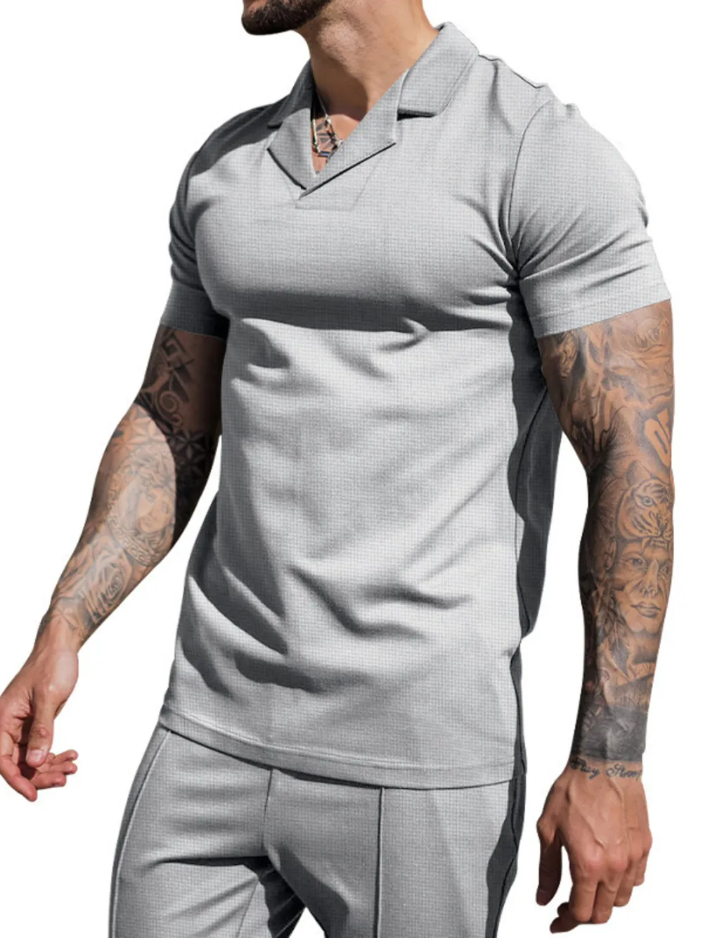Men's Plus Size Short Sleeve Top and Shorts Set, image 9