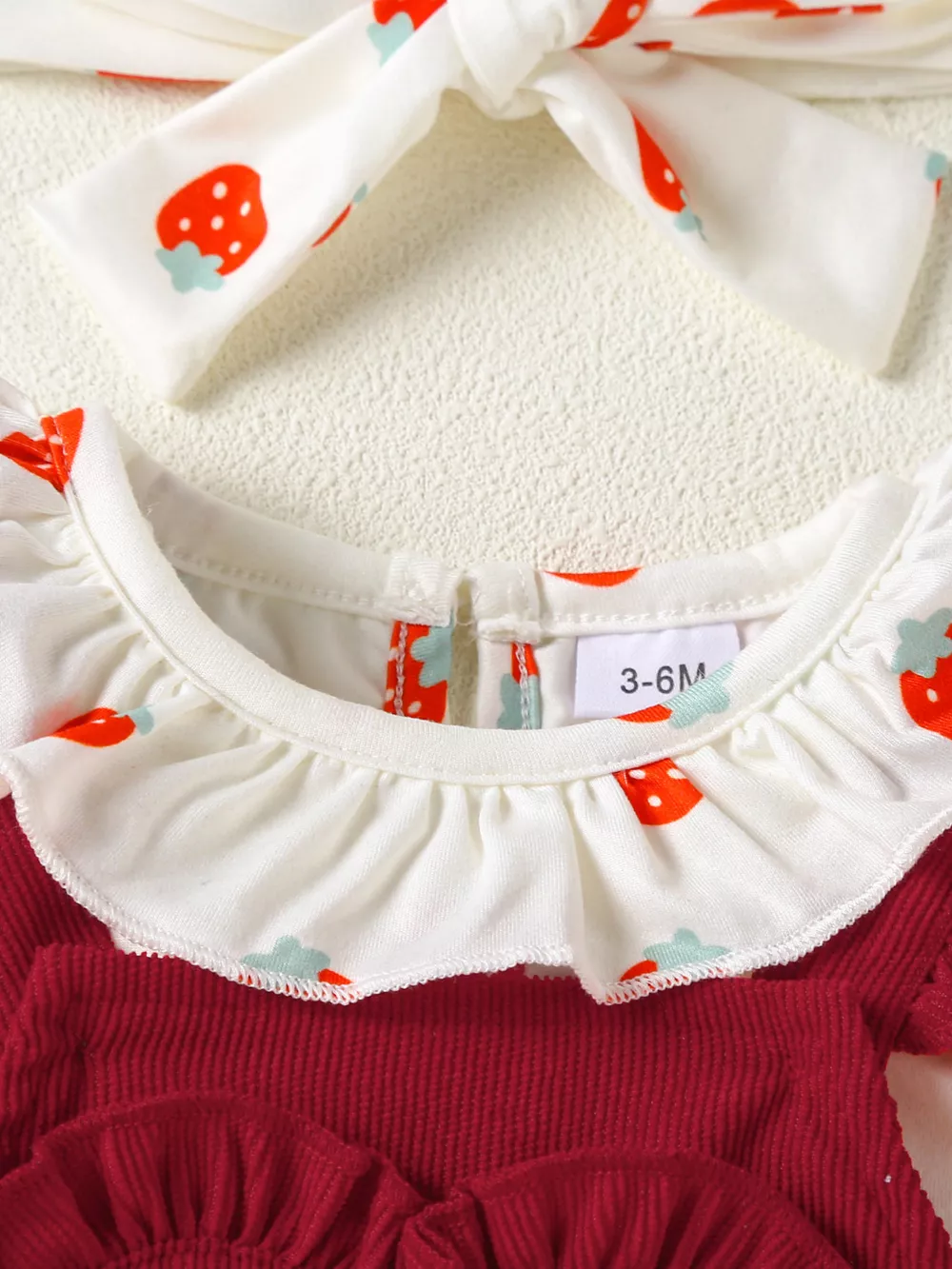 Children's Ruffled Bodysuit and Heart Decor Dress Set with Headband, image 5