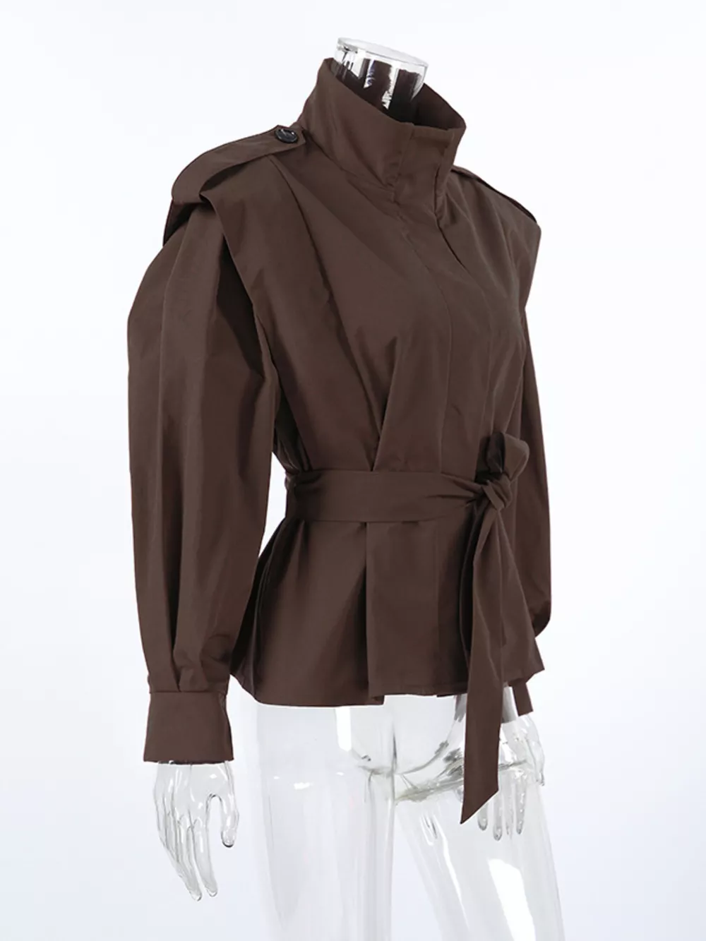 Stand-Collar Belted Outerwear, image 18
