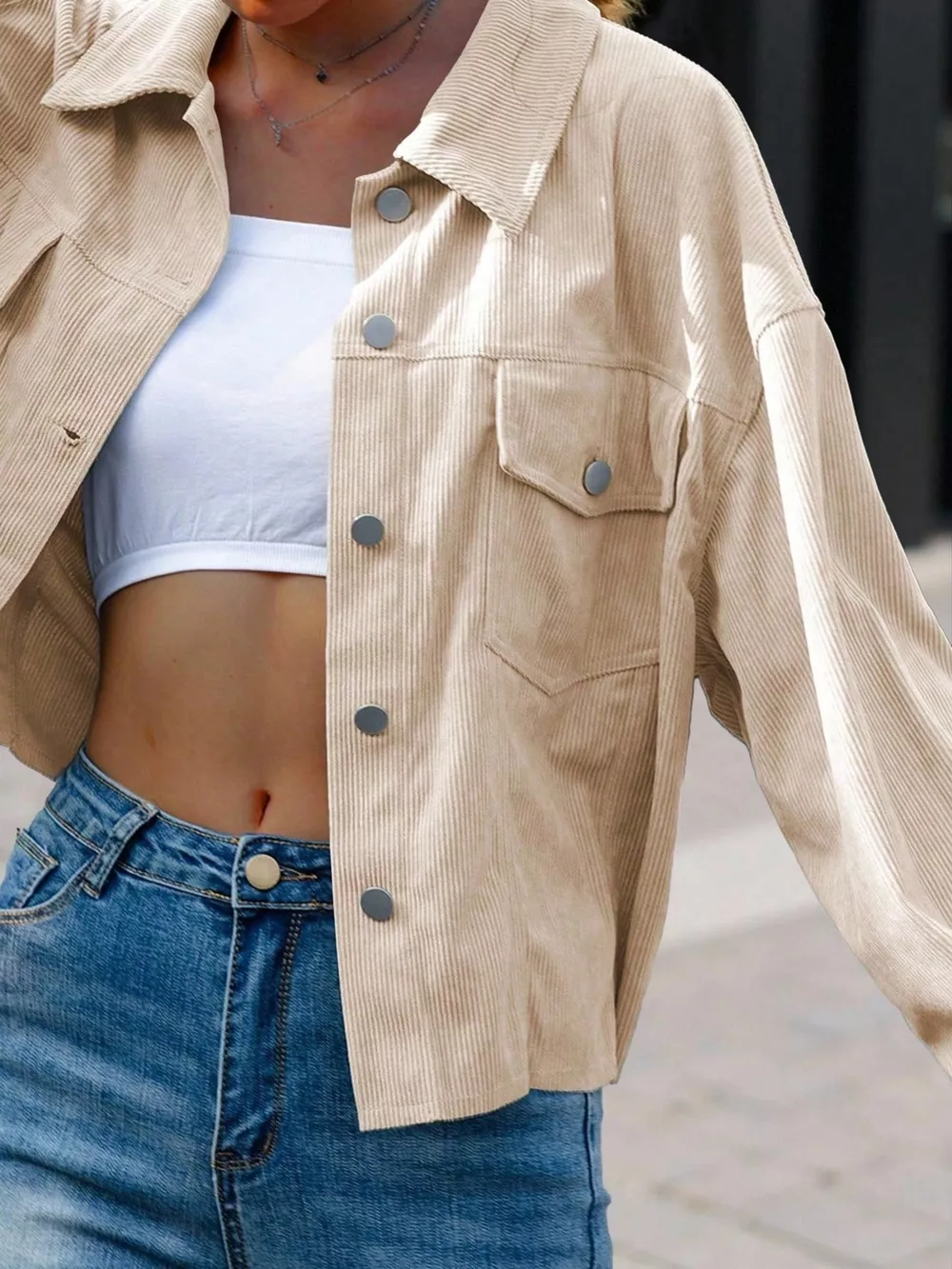 Corduroy Button-Down Shacket, image 2