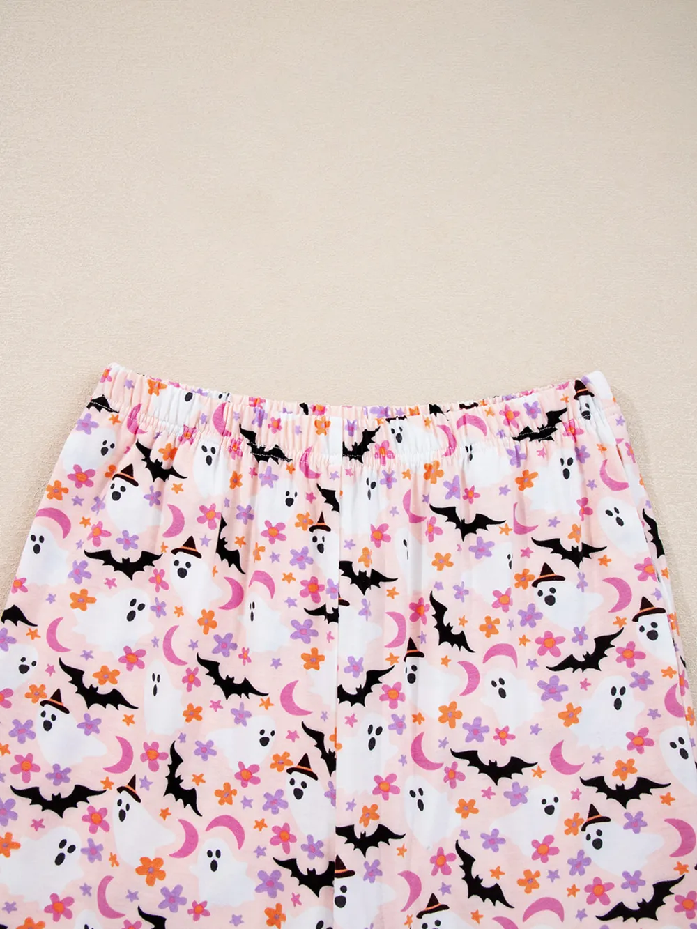 Halloween Ghost Print Button Up Top and Pants Lounge Set, image 9