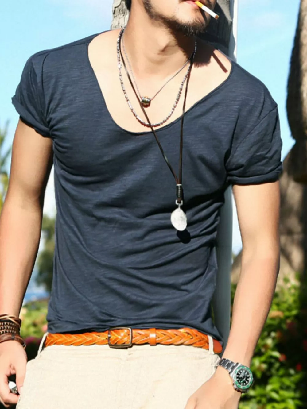 Men's Casual Solid Color Short Sleeve T-Shirt
