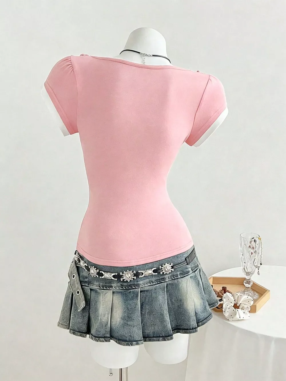 Frill Cap Sleeve Slim Fit T-Shirt, image 5