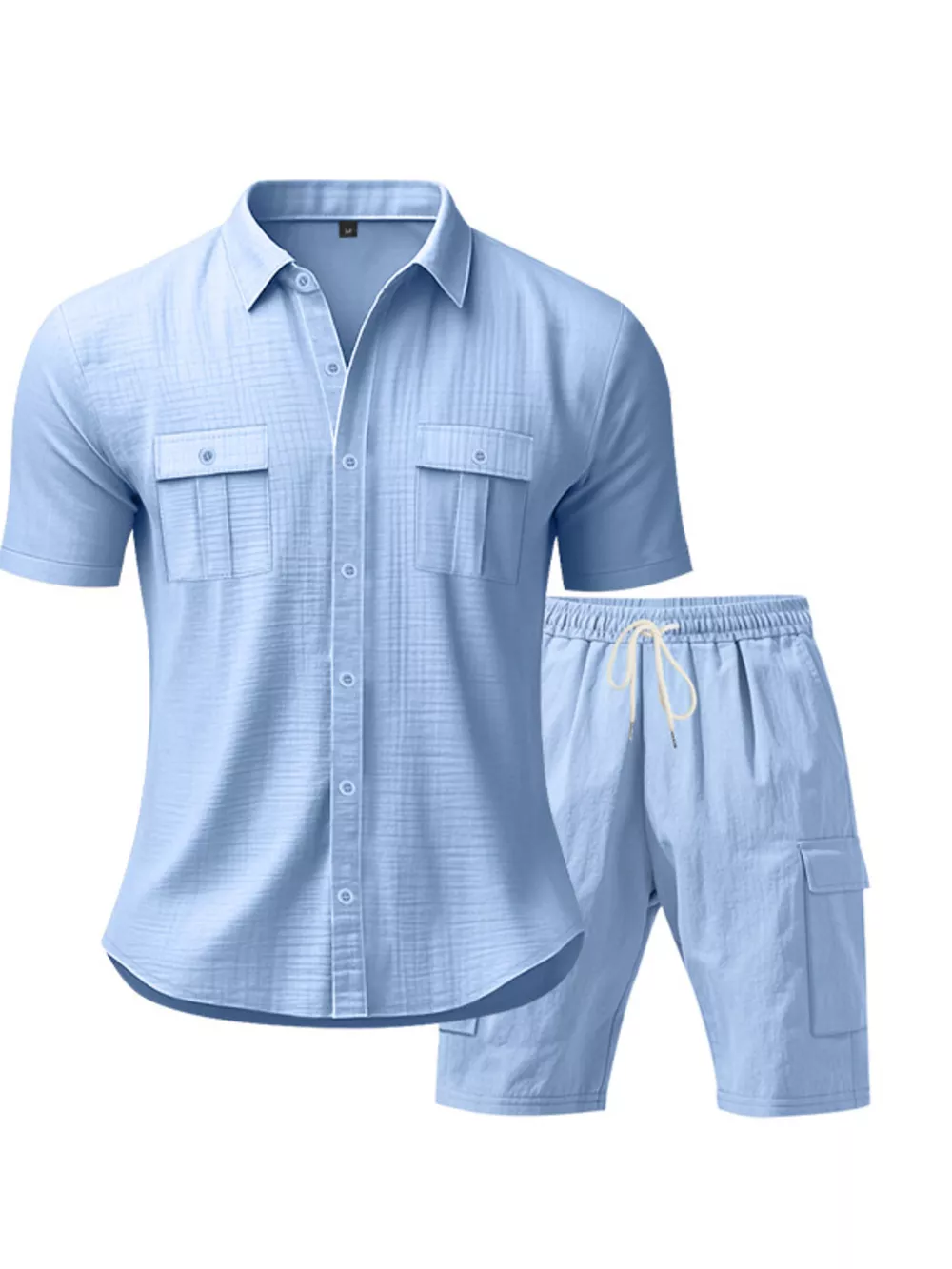 Men's Full Size Button Up Shirt and Shorts Set Plus Size, image 18
