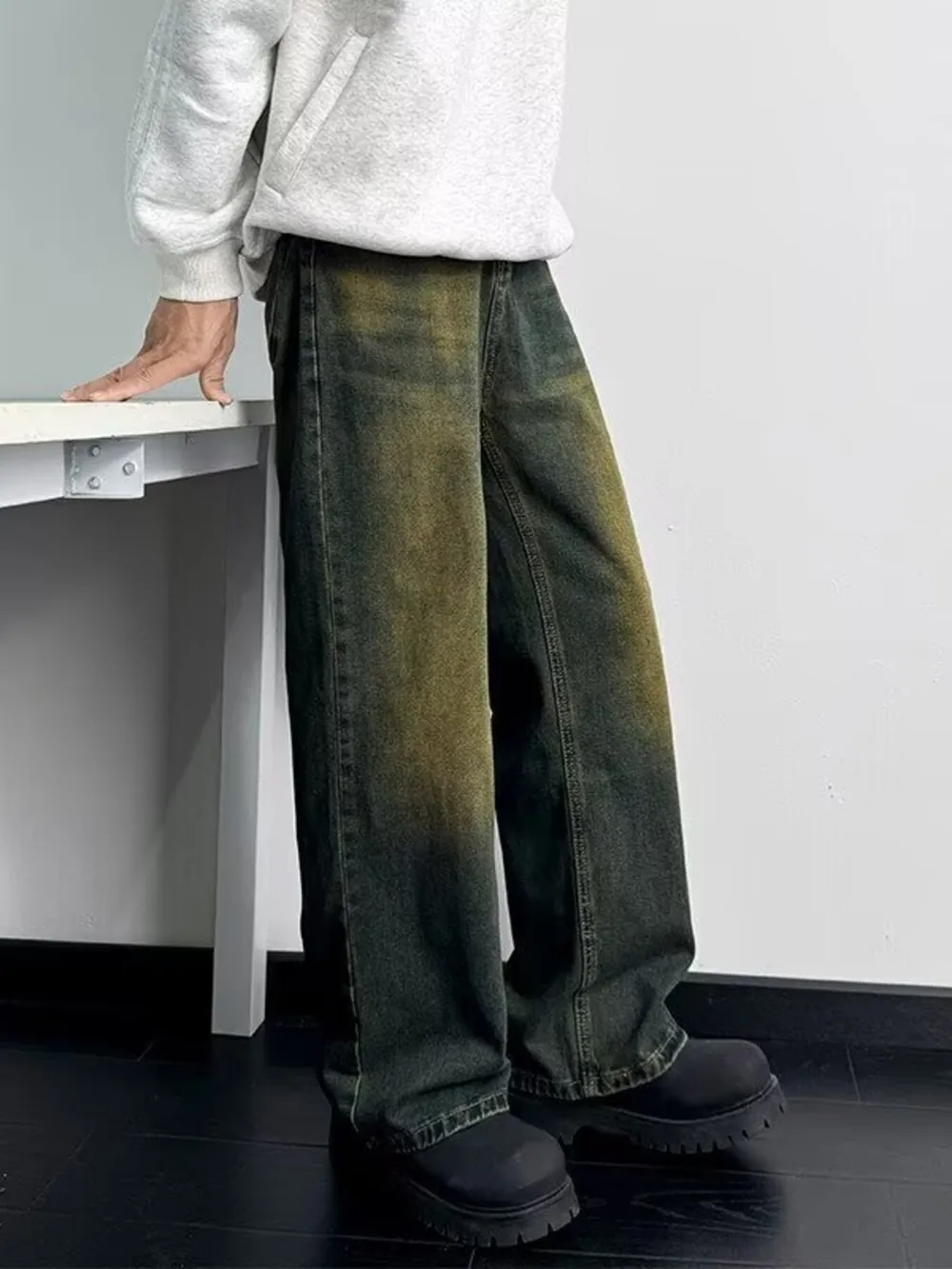 Men's Full Size Wash Wide Leg Jeans Plus Size, image 7