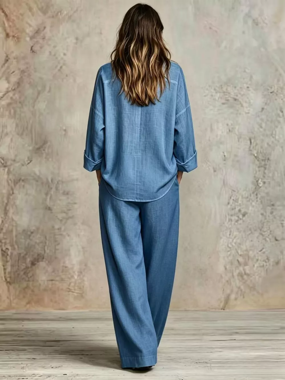 Full Size Button-Down Shirt and Wide-Leg Pants Set Plus Size, image 15