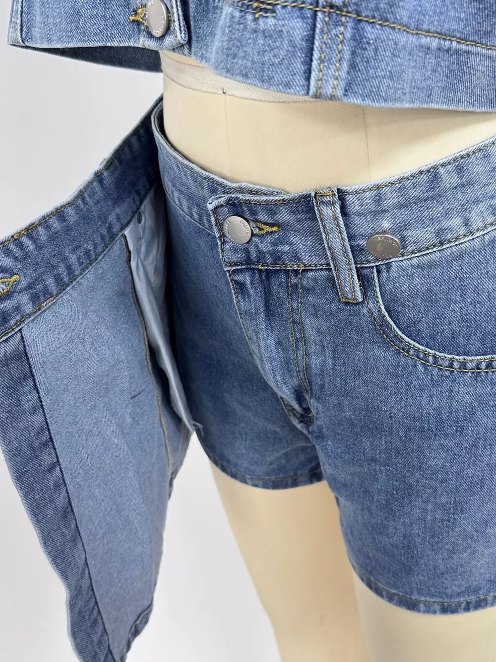 Button Up Short Sleeve Top and Skort Denim Set, image 23