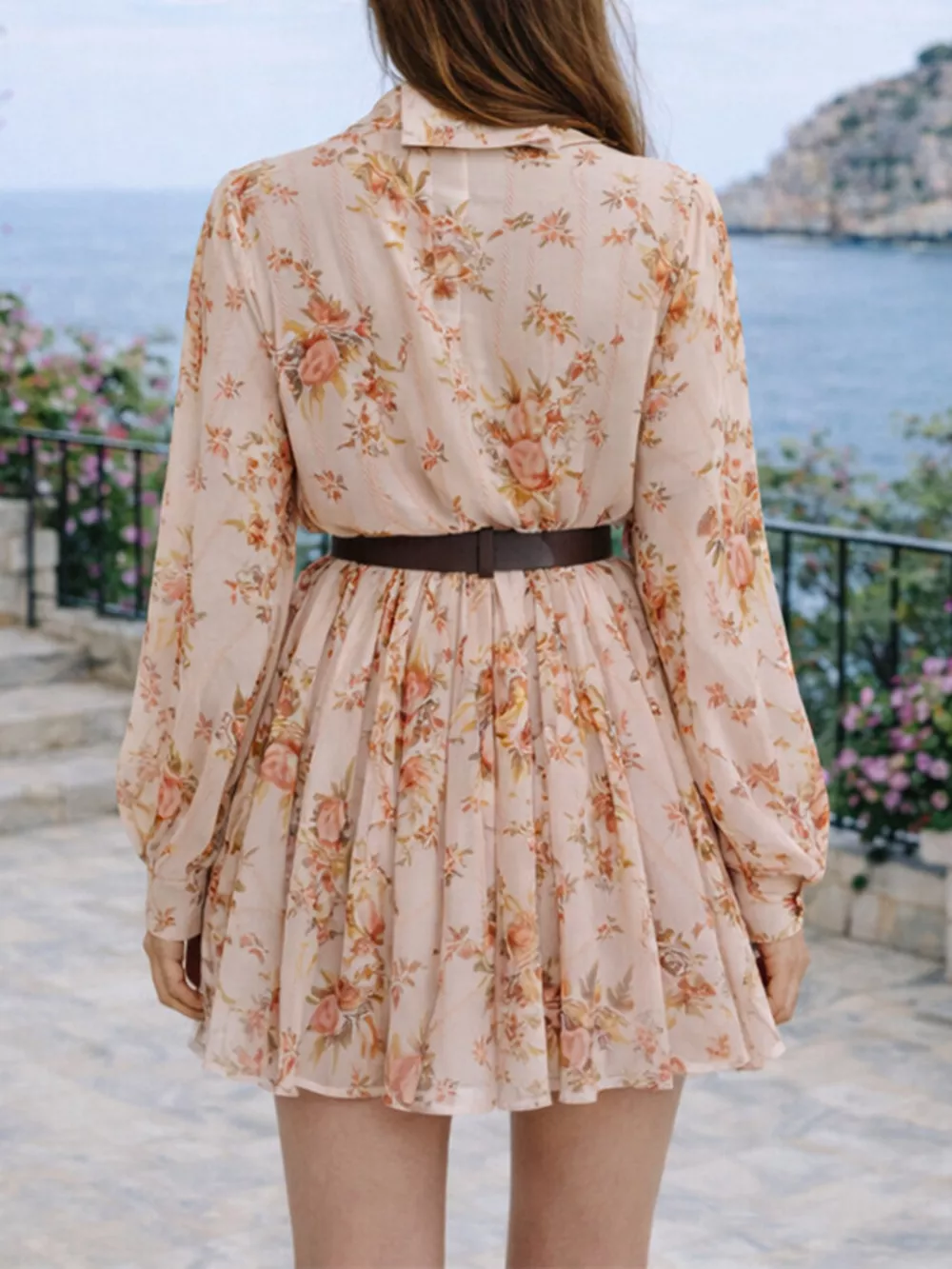 Full Size Floral Print Long Sleeve Shirt Dress Plus Size, image 3