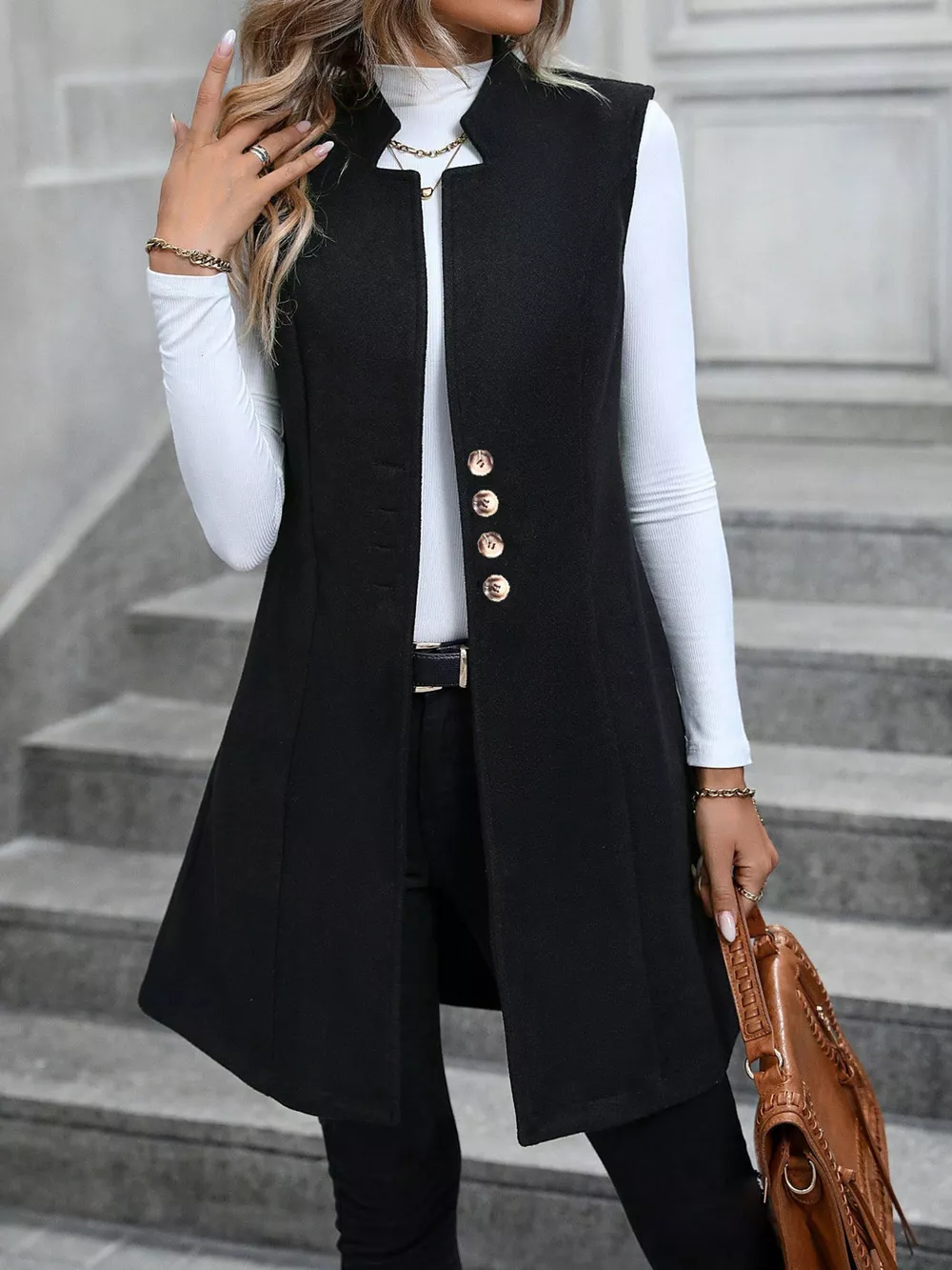 Button-Down Longline Vest Coat, image 11