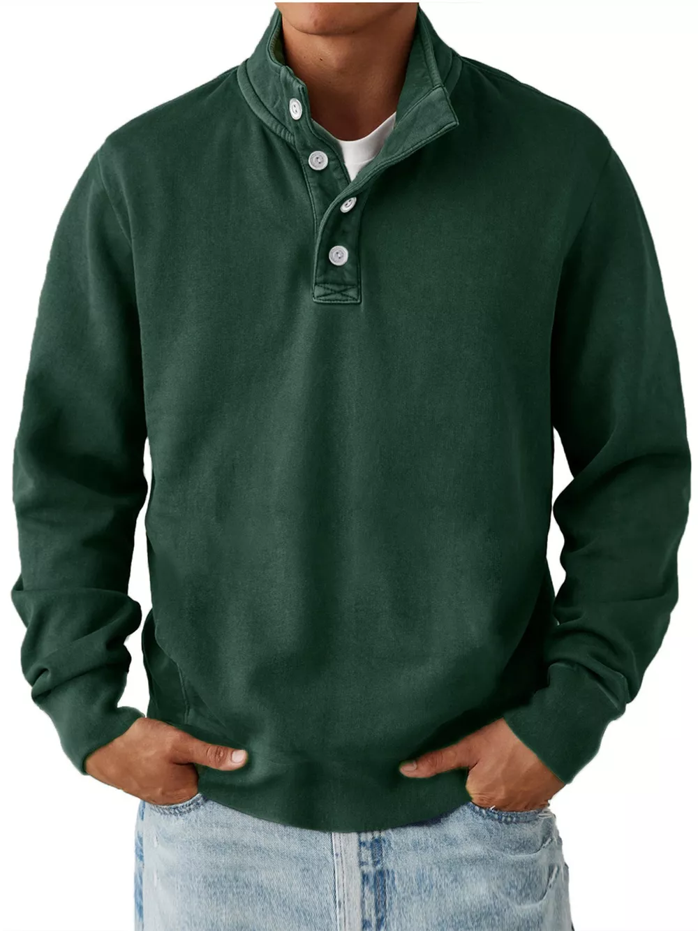 Men's Button Detail Long Sleeve Sweatshirt, image 7