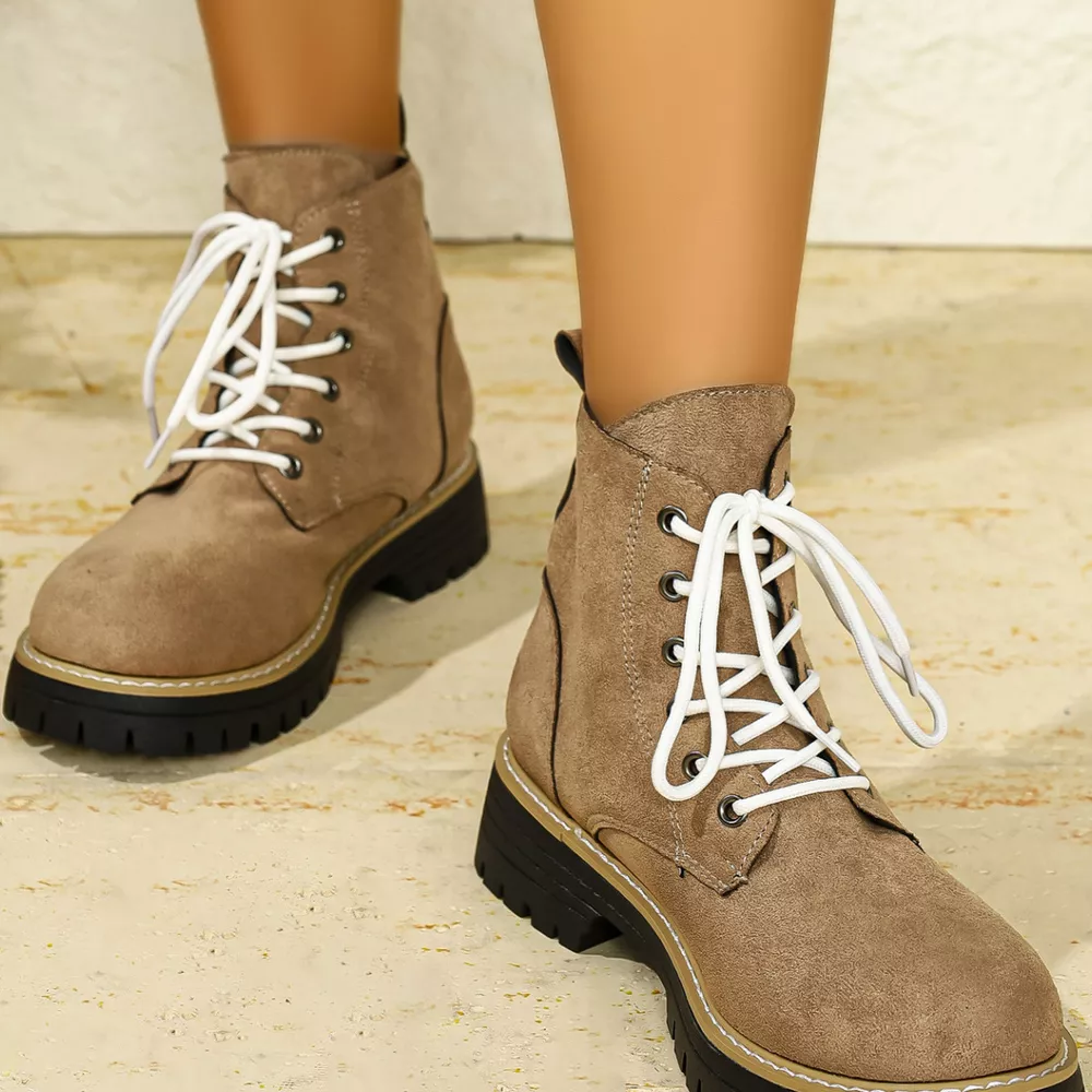 Round Toe Lace Up Boots, image 34