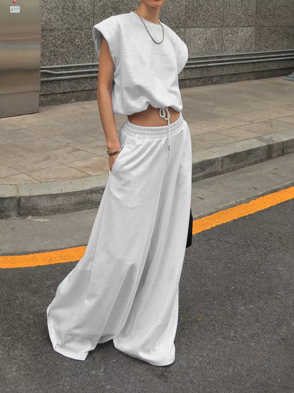 Round Neck Top and Wide Leg Pants Set, image 19