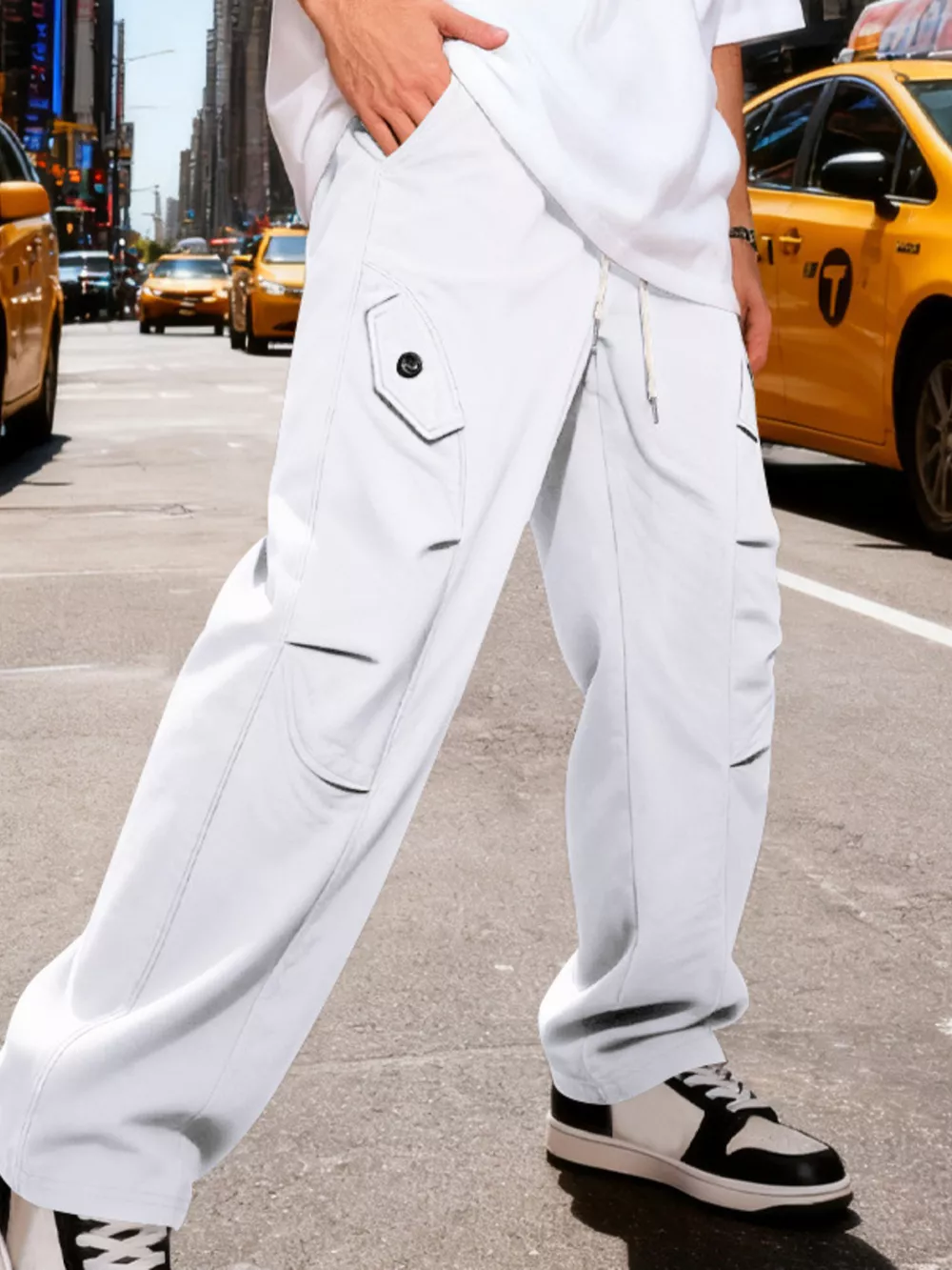 Men's Full Size Casual Cargo Pants with Drawstring Waist Plus Size, image 8