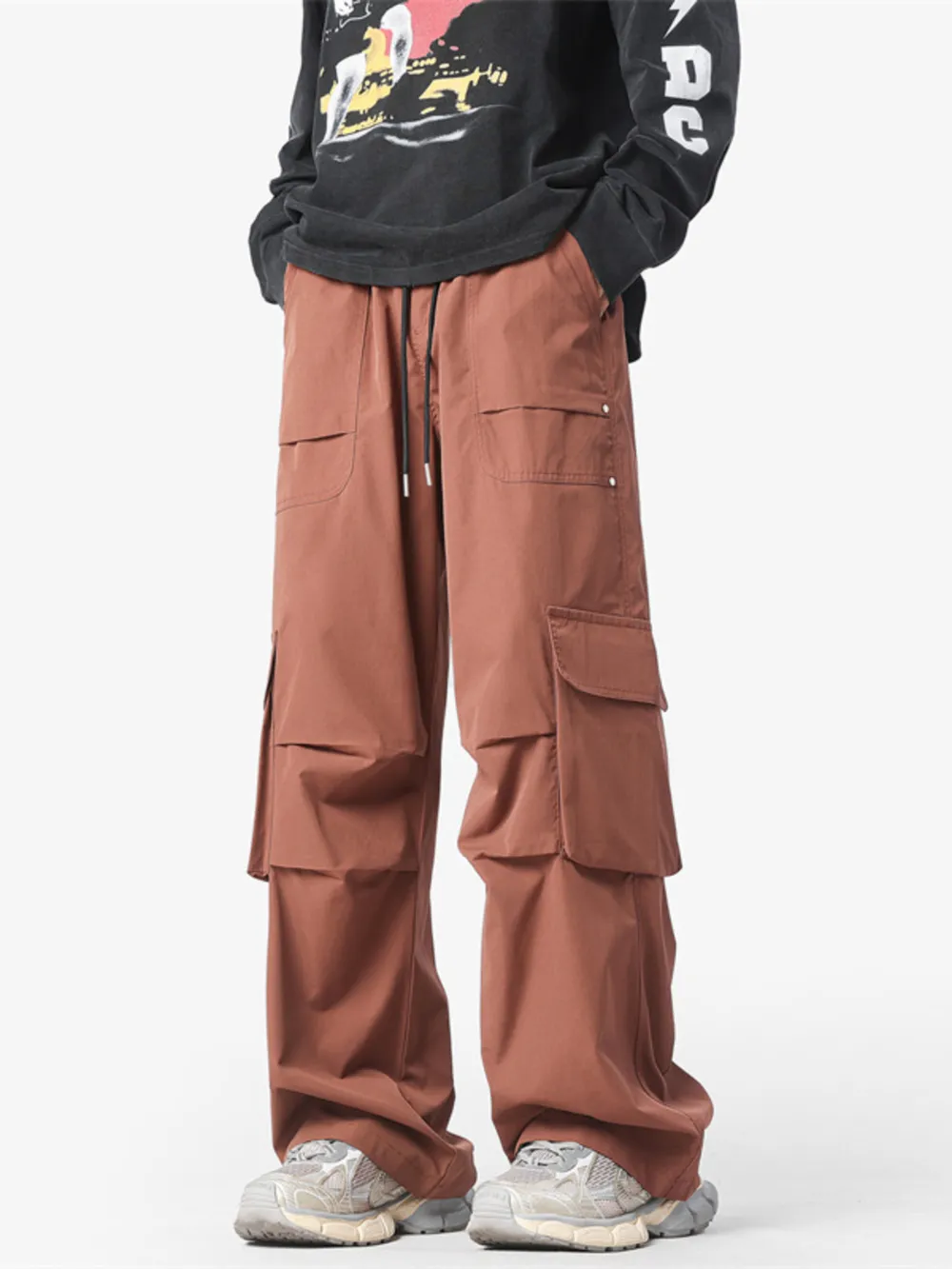 Men's Plus Size Wide Leg Cargo Pants, image 2