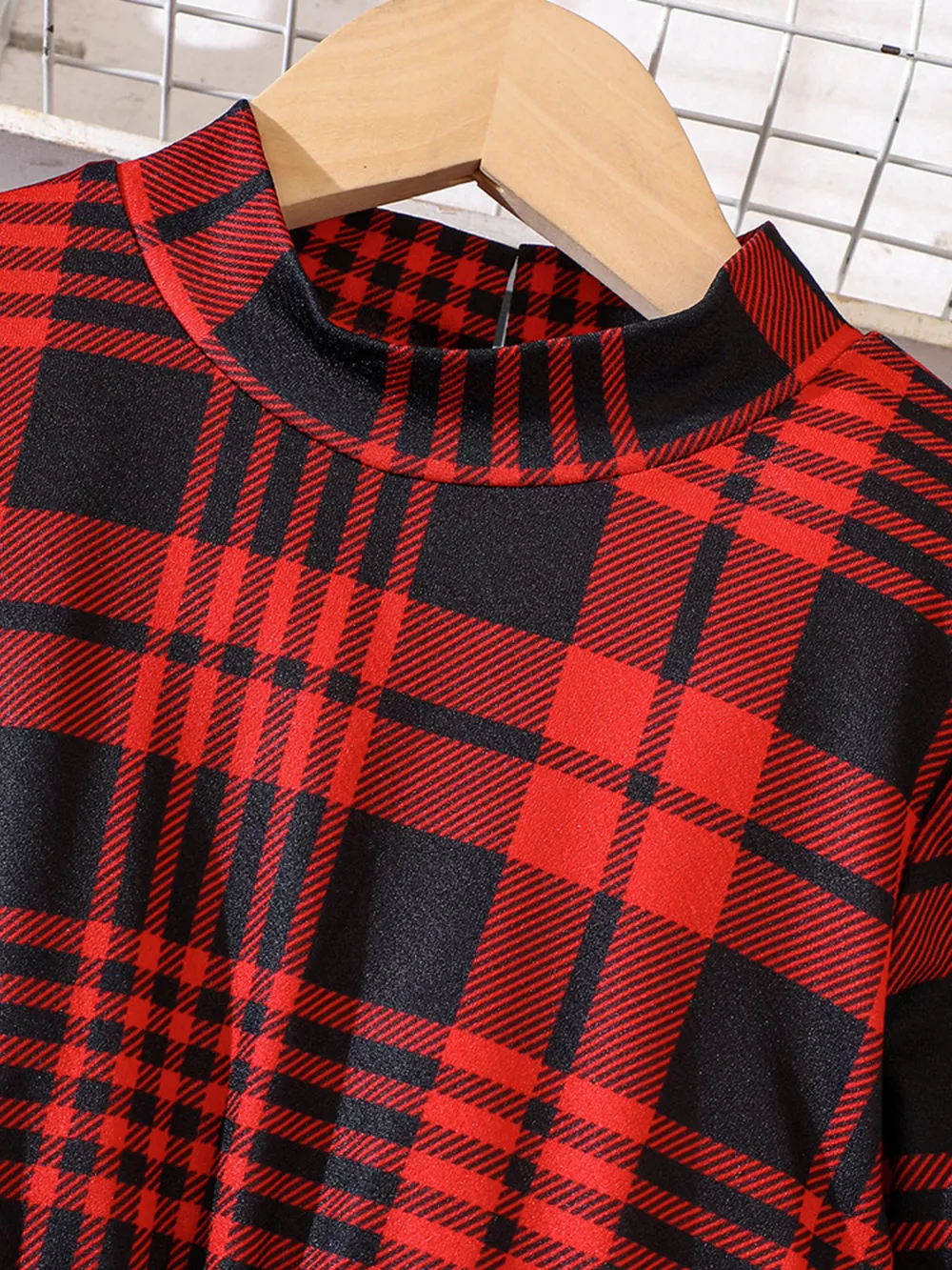 Children's Plaid Print Long Sleeve Dress, image 9