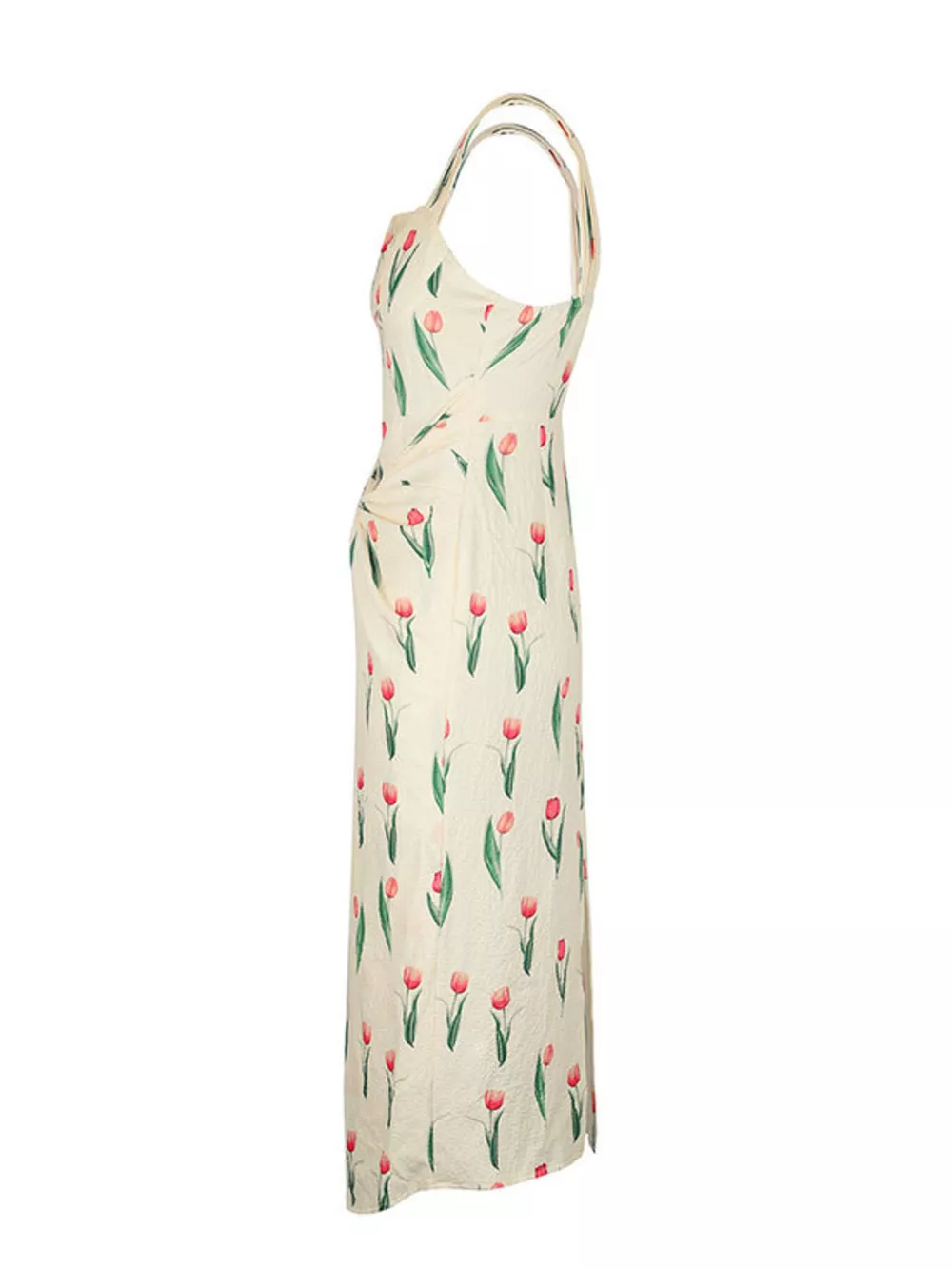 Tulip Print Twist Front Slit Cami Dress, image 9