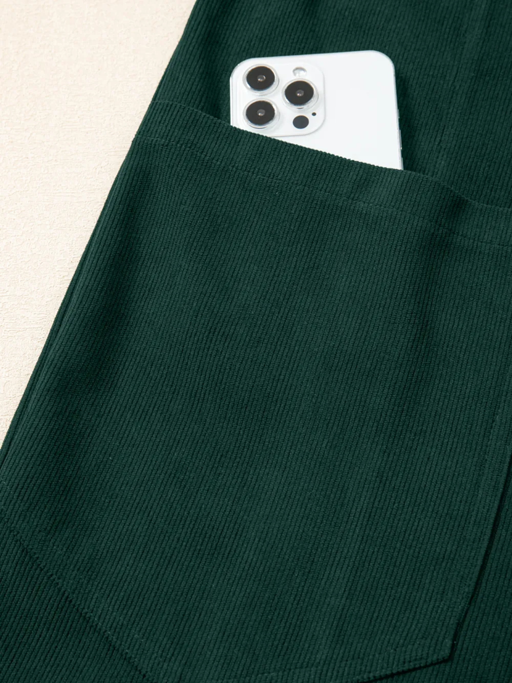 Corduroy V Neck Patched Pocket Sleeveless Jumpsuit, image 8