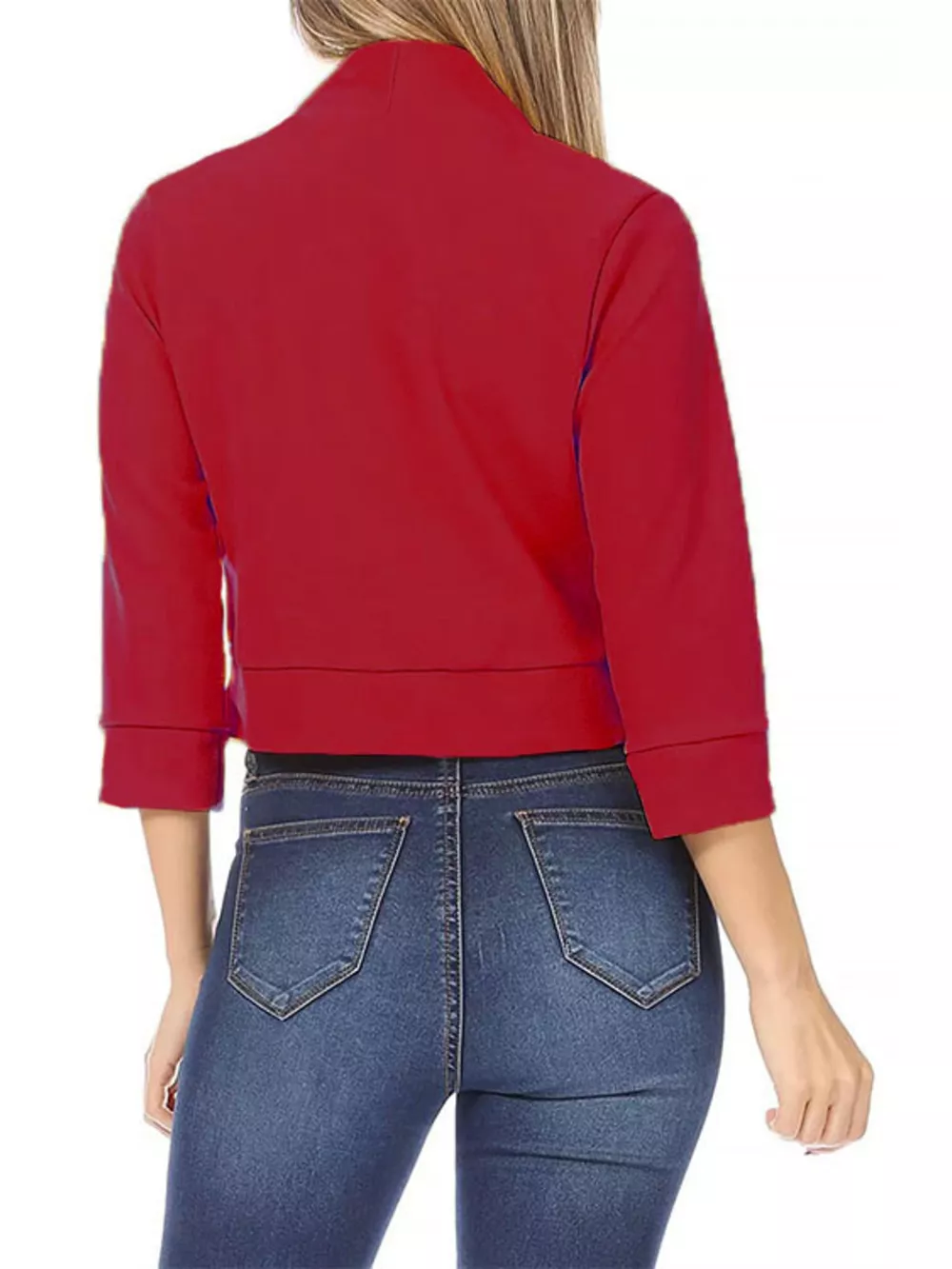 Full Size Cropped Open Front Blazer Plus Size, image 5