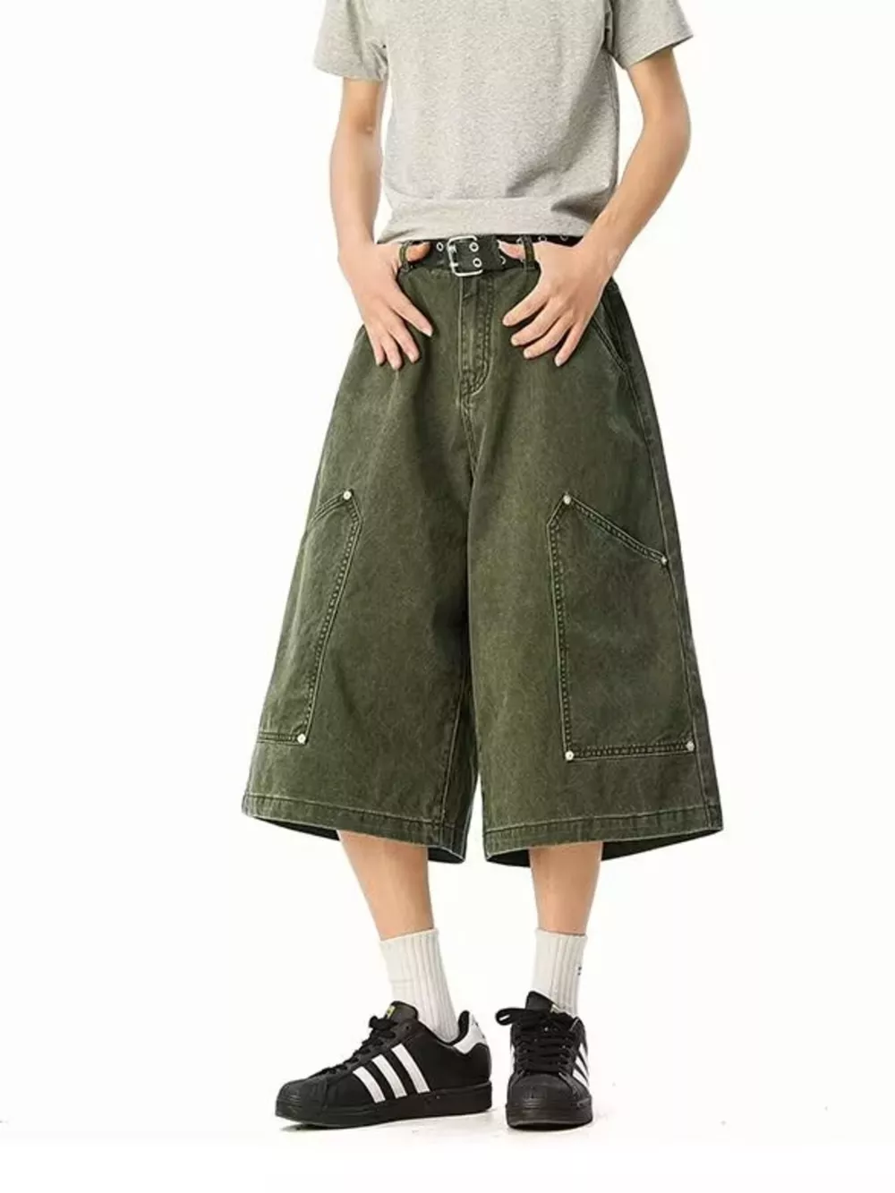 Men's Full Size Wide Leg Cropped Shorts Plus Size, image 5