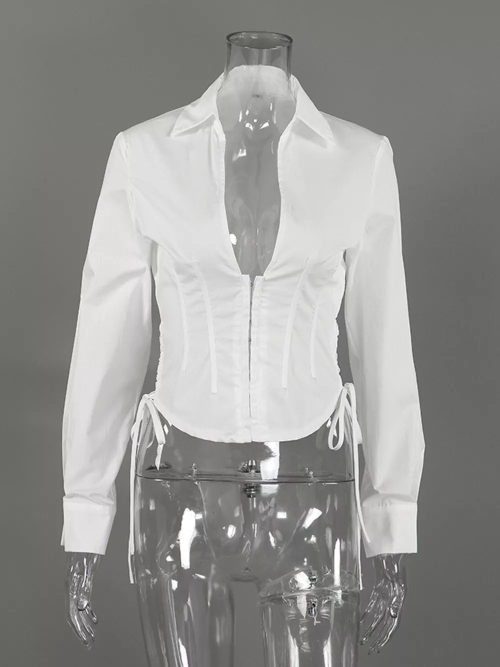 Corset-Style Blouse with Side Lace-Up Detail, image 8