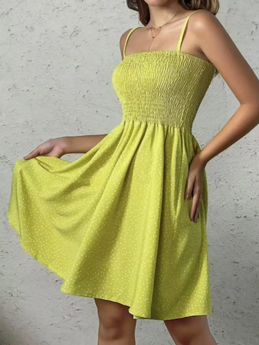 Full Size Smocked Square Neck Cami Dress Plus Size, image 16