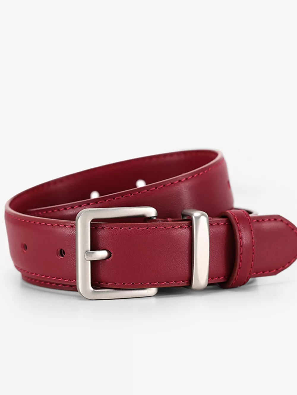 Classic Leather Belt with Silver Buckle, image 5