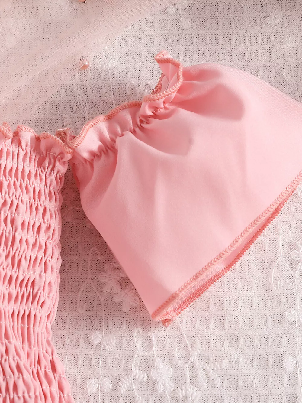 Children's Smocked Top & Bow Decor Tulle Skirt Set, image 4