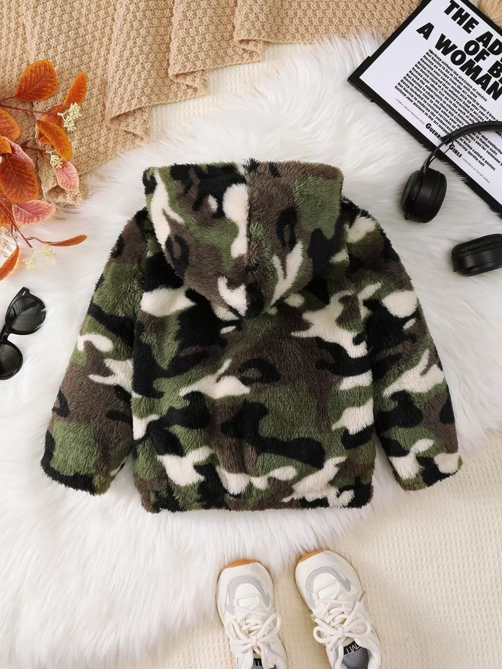 Children's Camouflage Plush Hooded Jacket, image 2