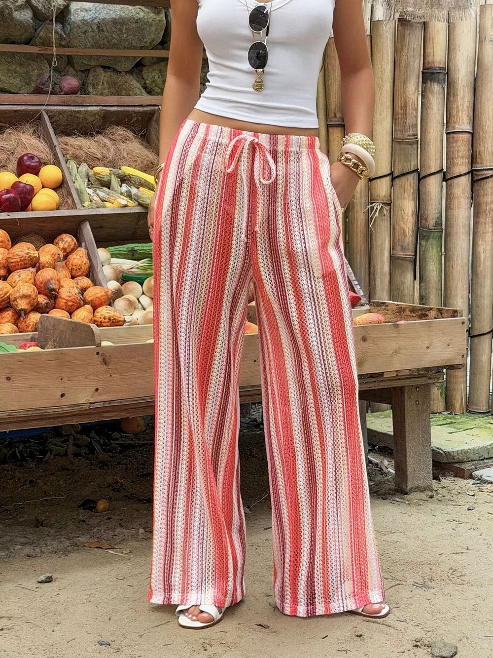 Striped Wide-Leg Pants, image 4