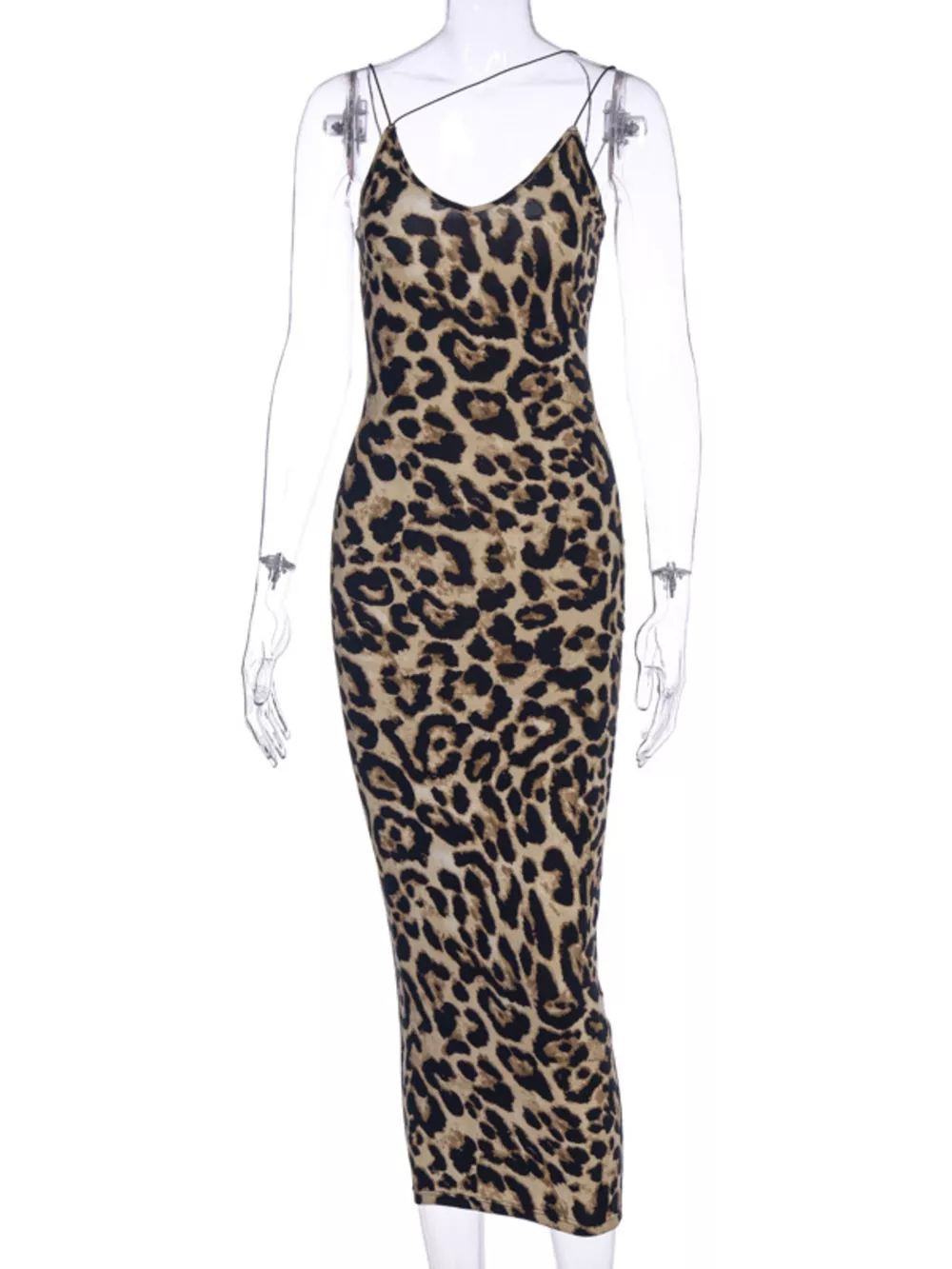 Leopard Print Spaghetti Strap Midi Dress, image 5
