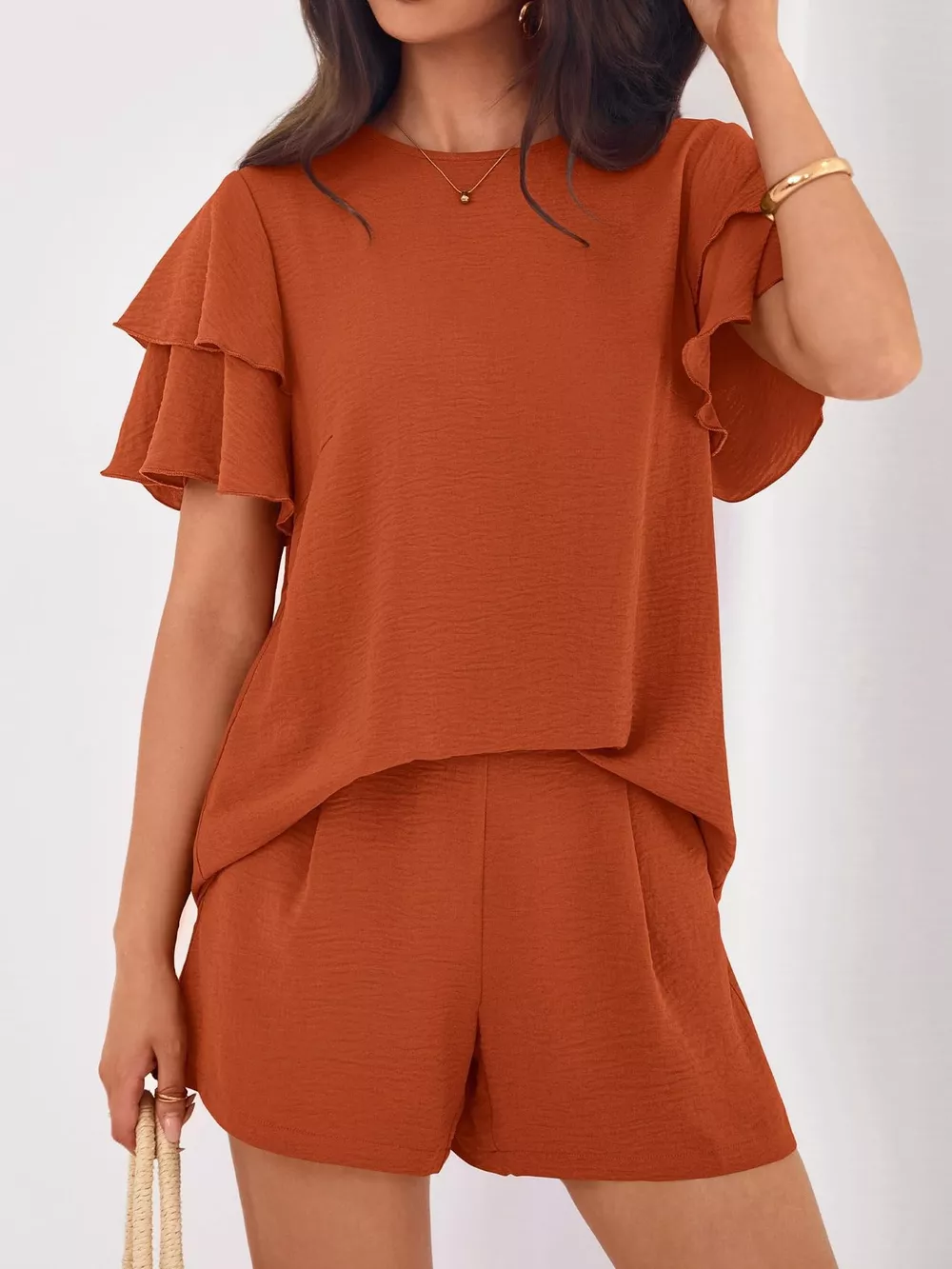Ruffle Sleeve Top and Shorts Two-Piece Set, image 32