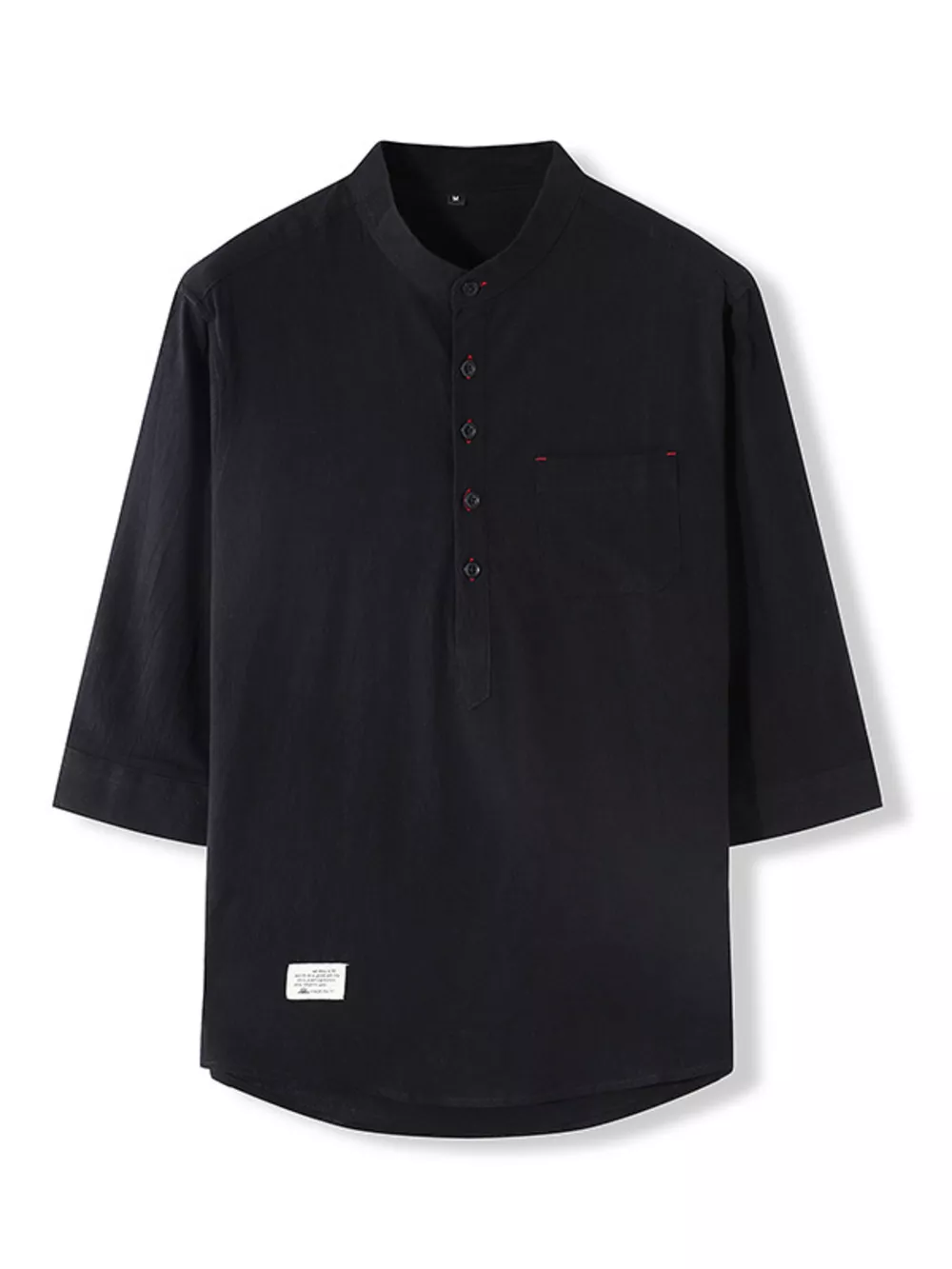 Men's Full Size Casual Mandarin Collar 3/4 Sleeve Shirt Plus Size