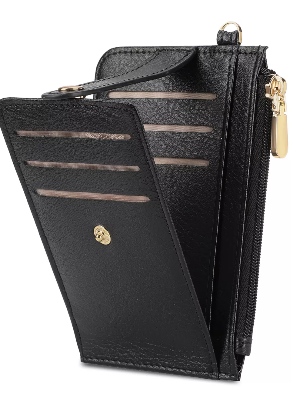 Zippered Leather Card Holder Wallet
