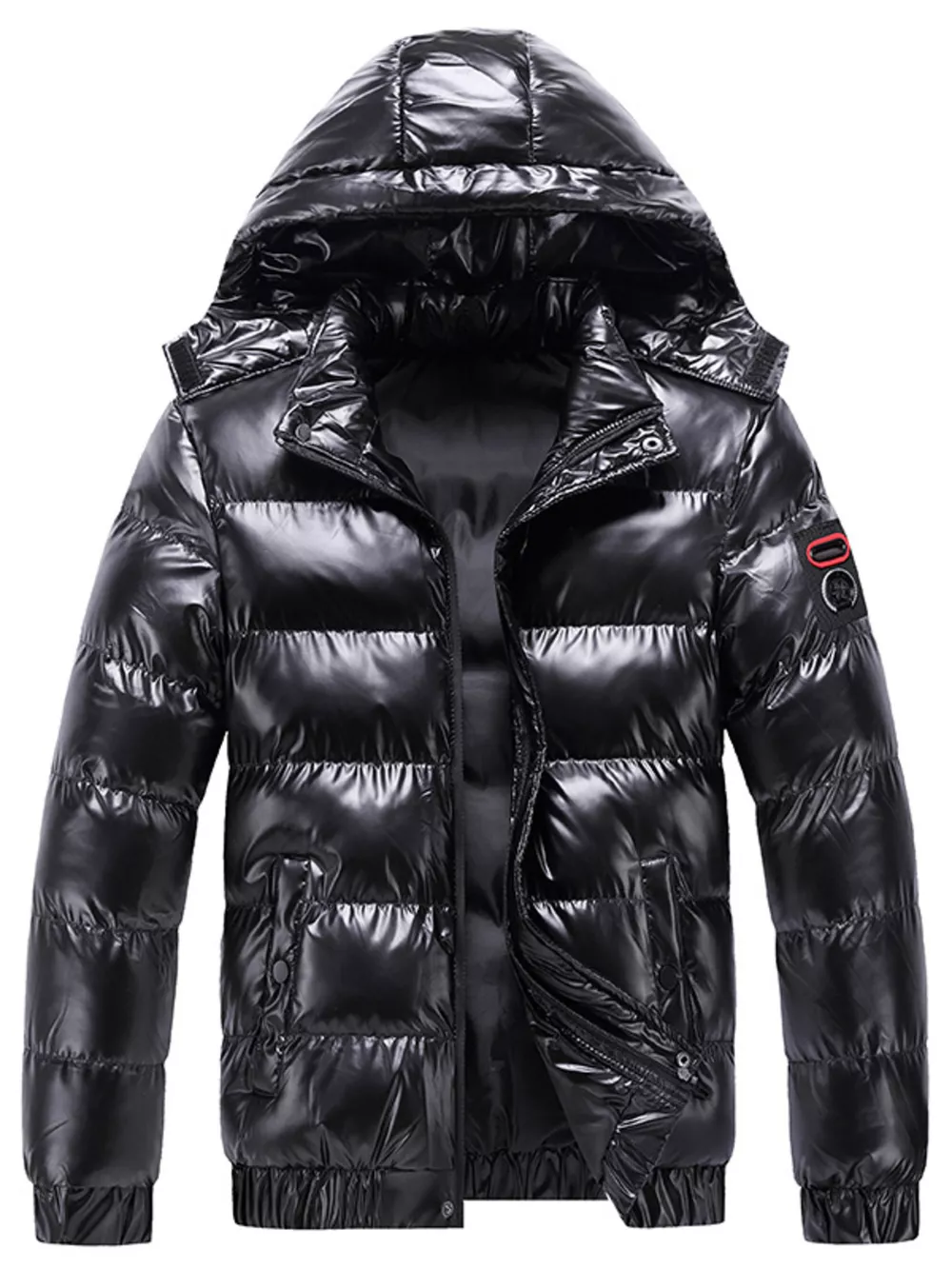Men's Plus Size Zip Up Hooded Puffer Jacket, image 2