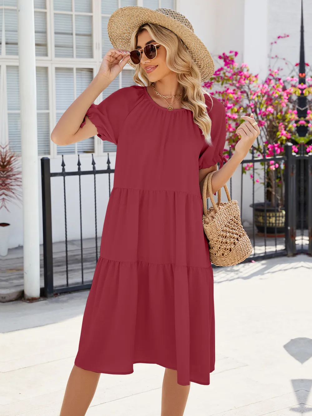 Tiered Round Neck Summer Dress, image 13