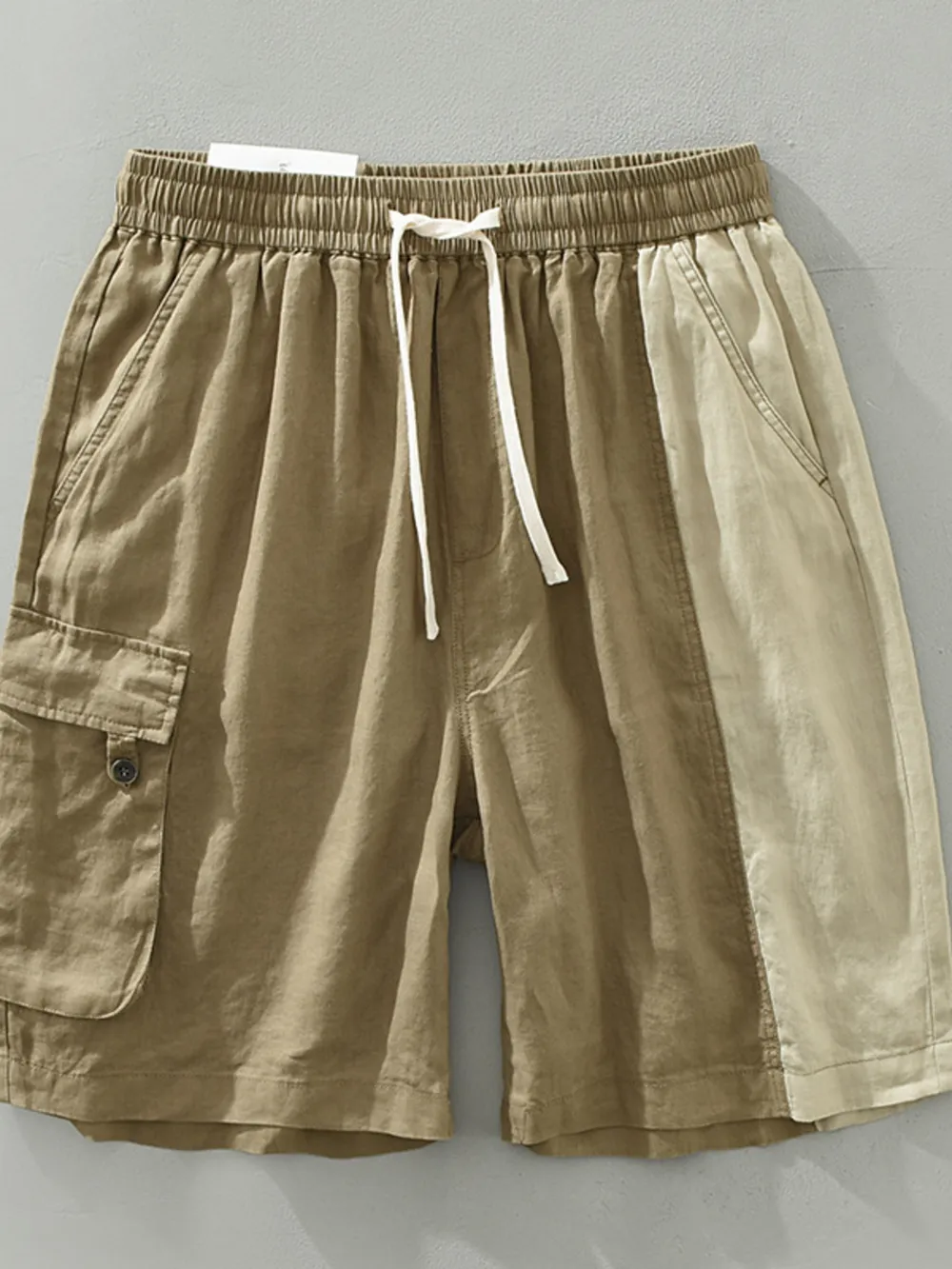 Men's Plus Size Color Block Cargo Shorts with Elastic Waistband, image 2