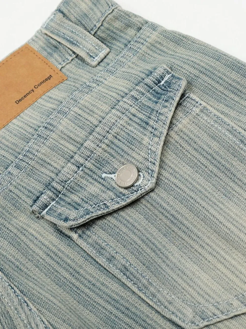 Men's Washed Pinstripe Wide Leg Jeans, image 12