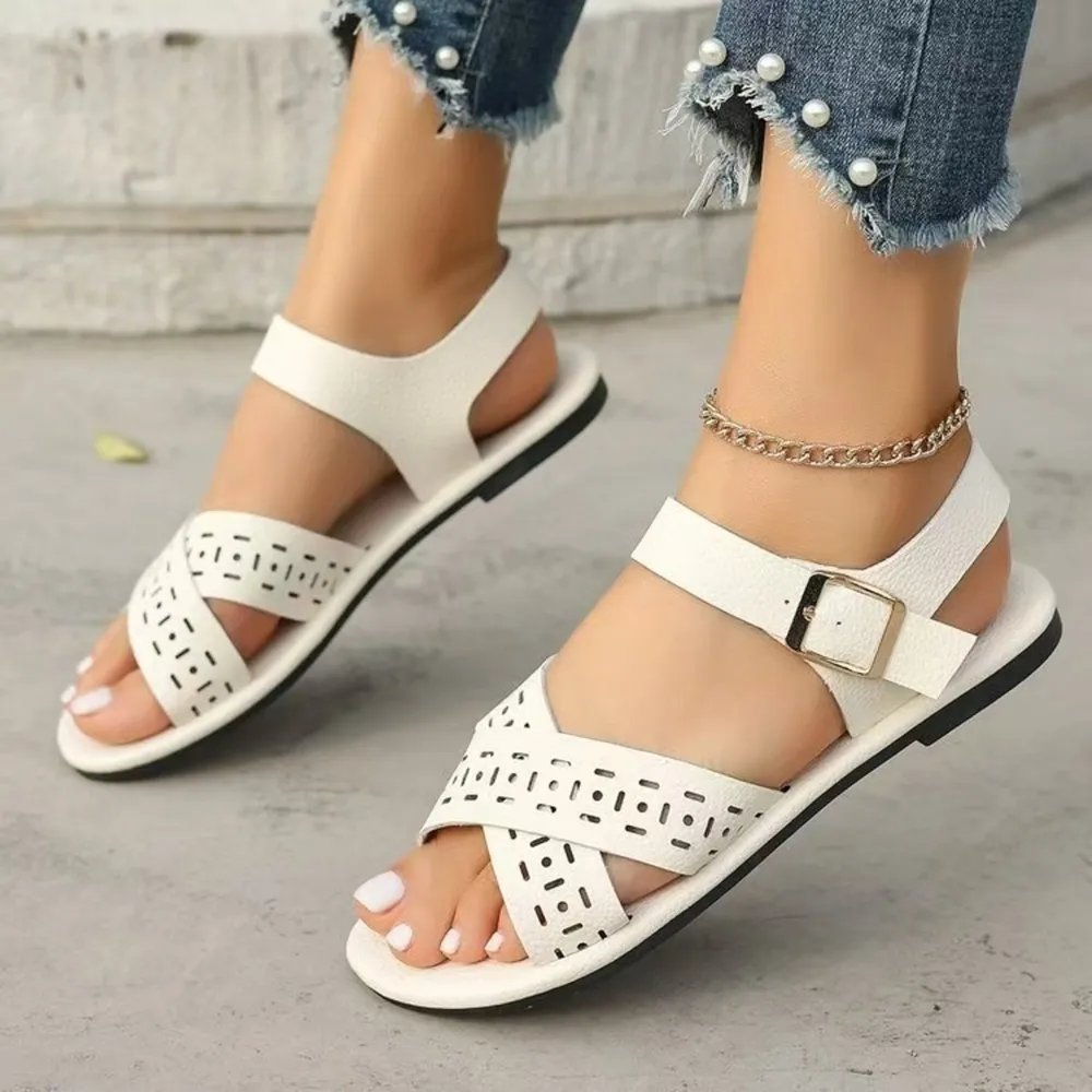 Crisscross Strap Flats Sandals, image 11
