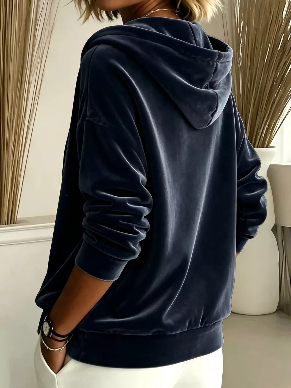 Full Size Velvet Zip-Up Hoodie Plus Size, image 2
