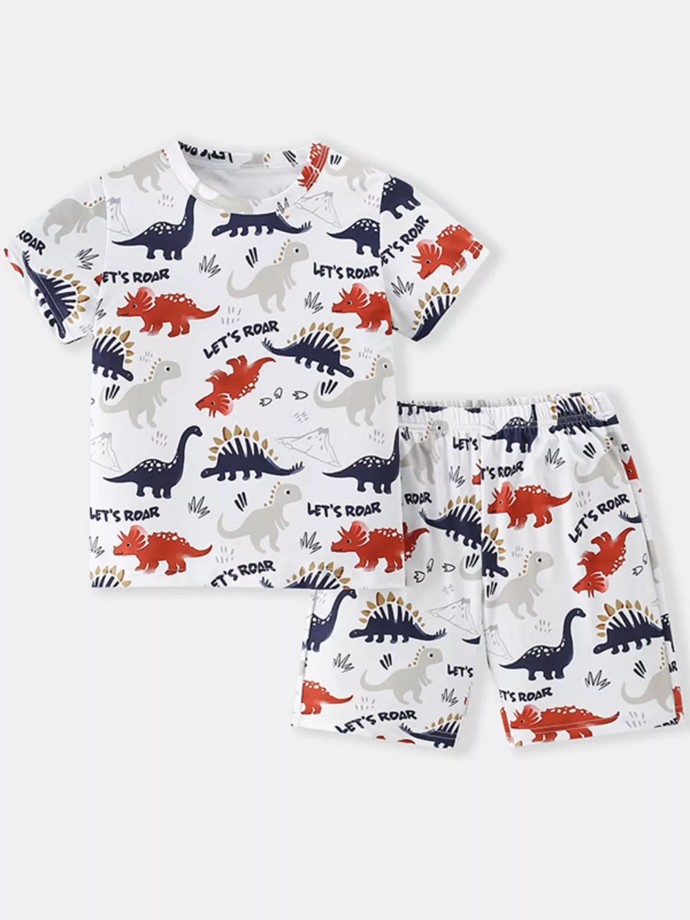 Children's Dinosaur Print Short Sleeve T-Shirt and Shorts Set