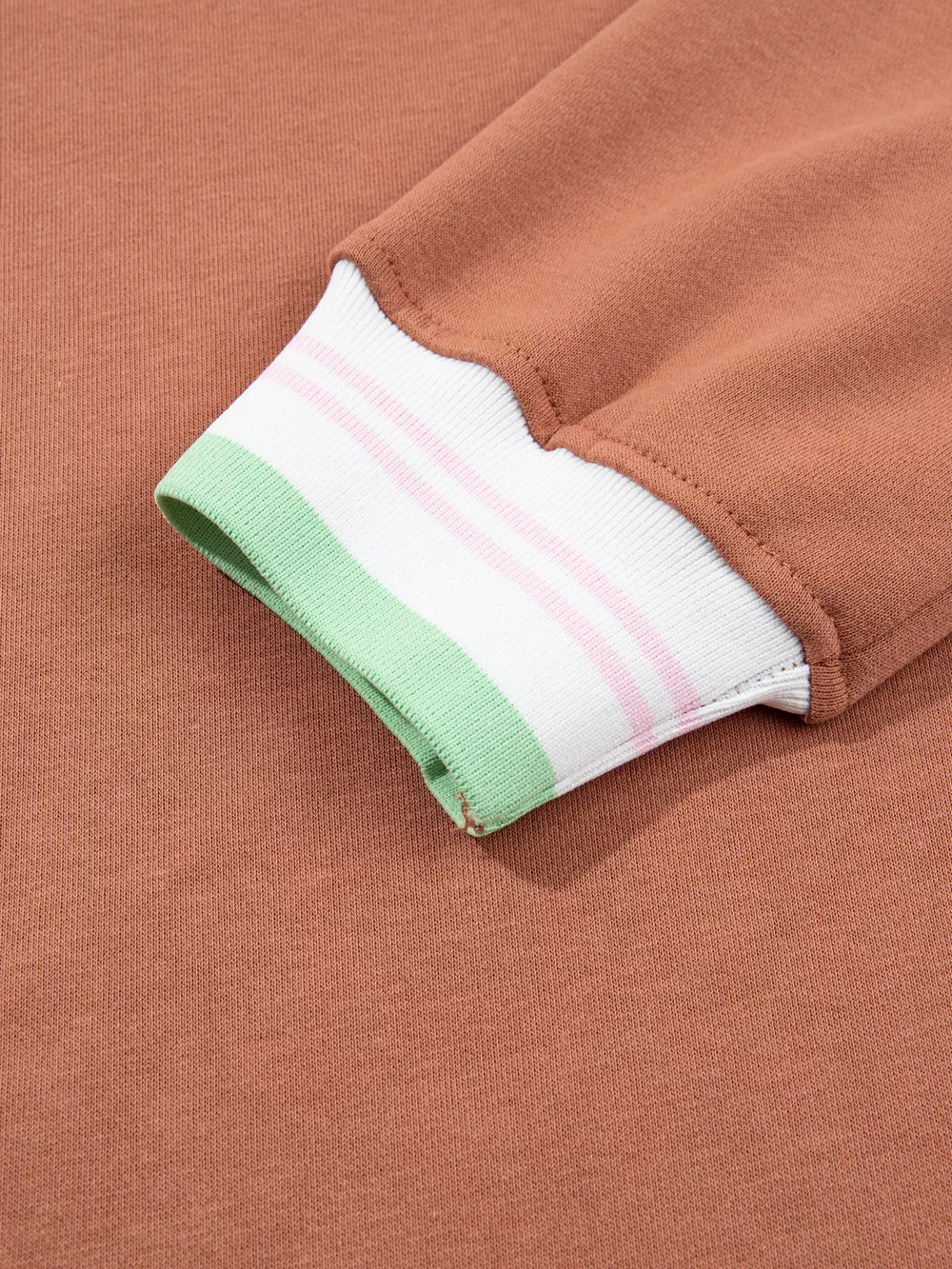 Contrast Striped Trim Baggy Pullover Sweatshirt, image 6