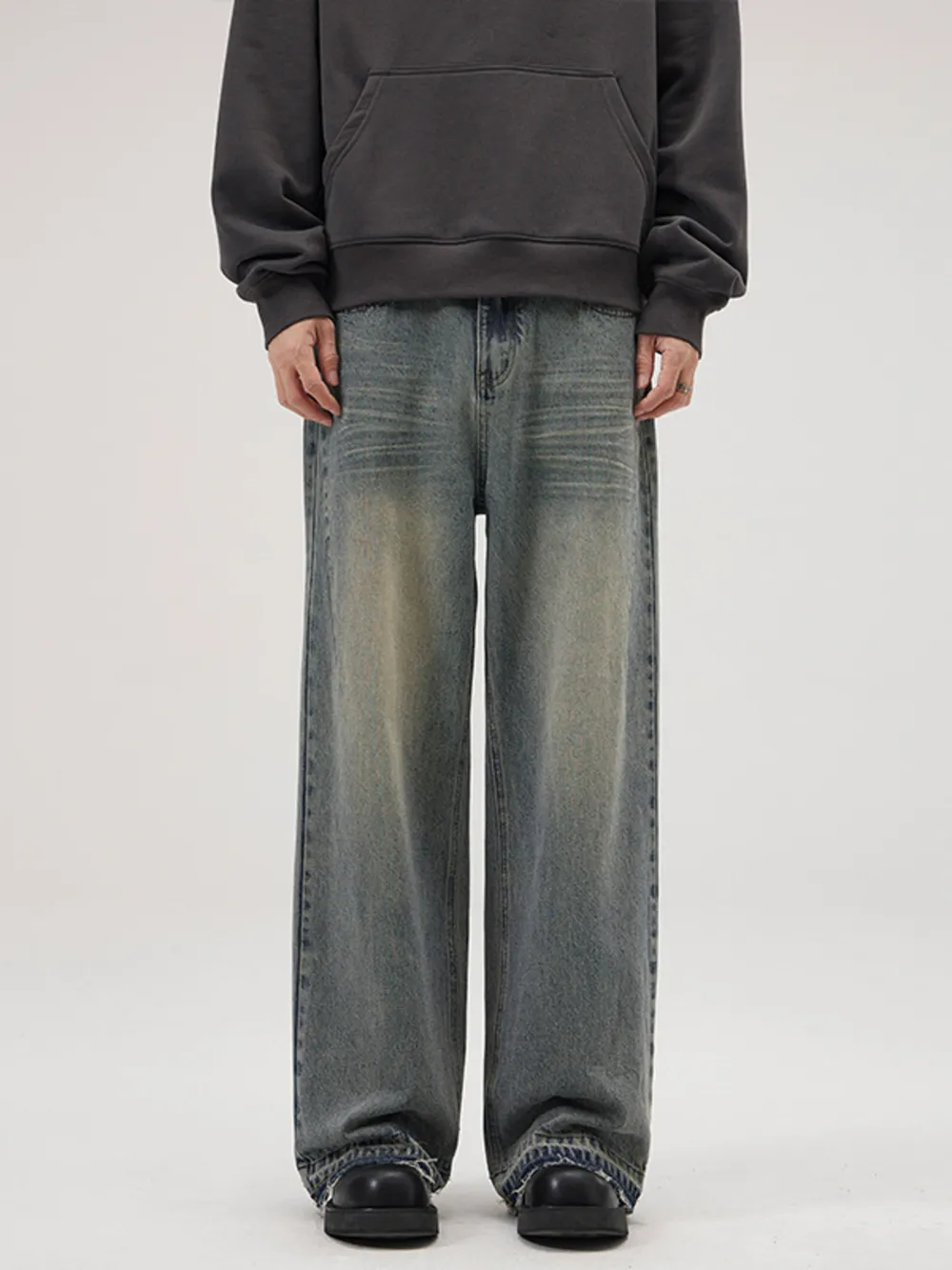 Men's Full Size Wide Leg Relaxed Fit Jeans Plus Size