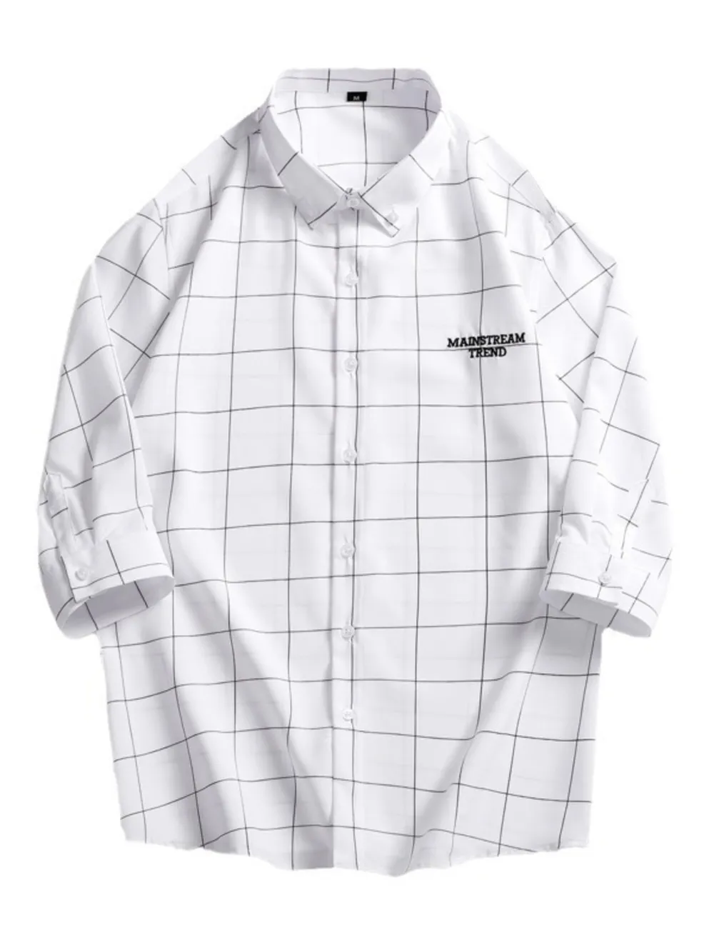 Men's Plus Size Casual Plaid Print Button-Down Shirt, image 2
