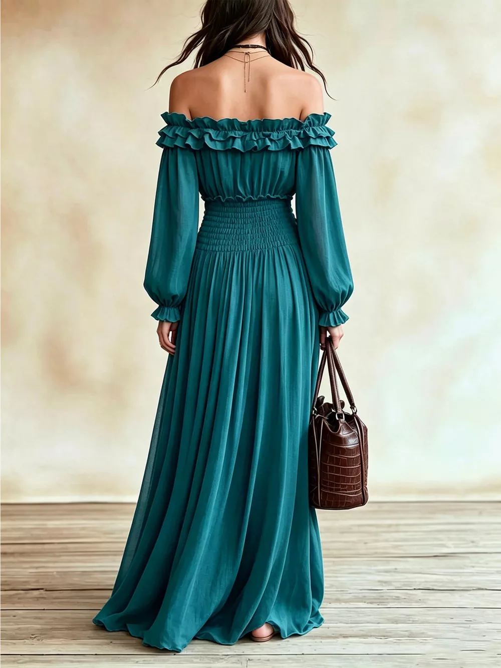 Full Size Off-Shoulder Ruffled Maxi Dress with Smocked Waist Plus Size, image 8